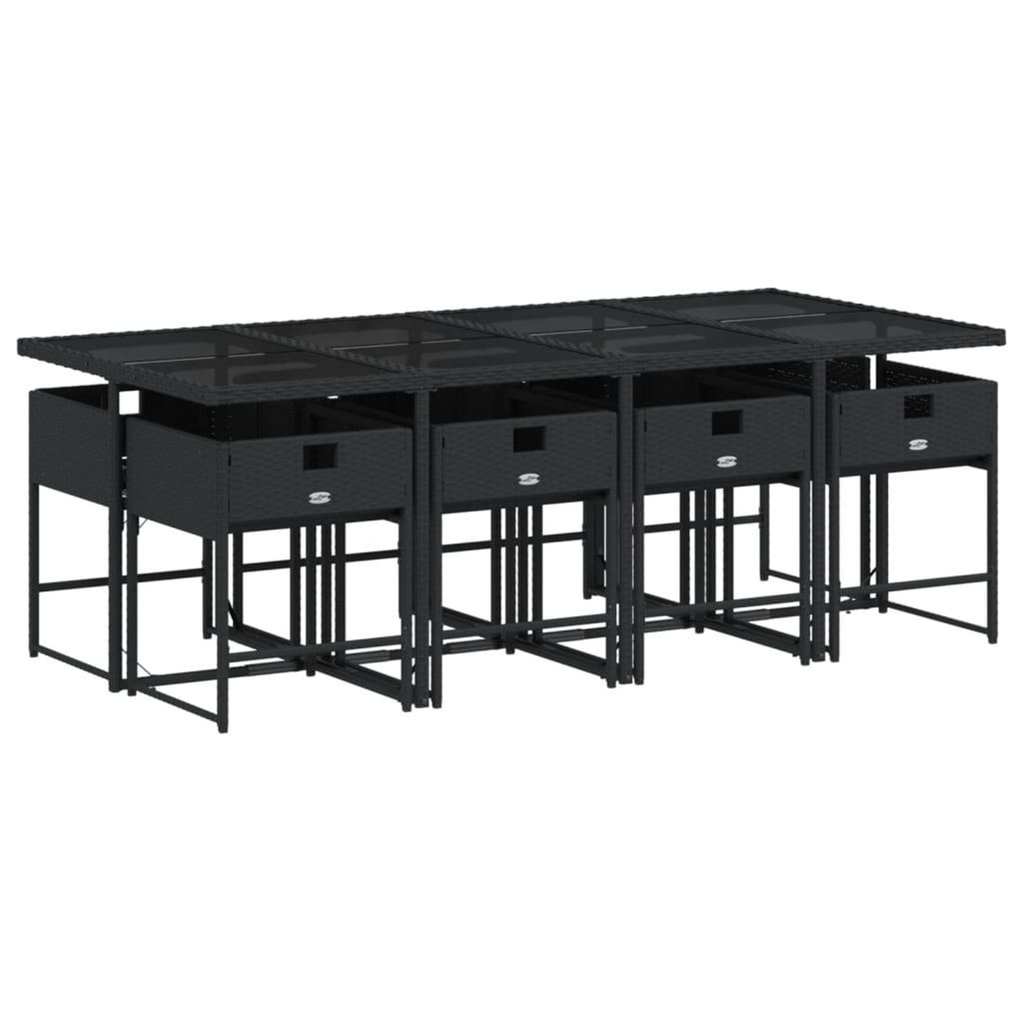 Voir la diapositive 4 : VIDAXL Ensemble a manger de jardin 9pcs coussins noir resine tressee