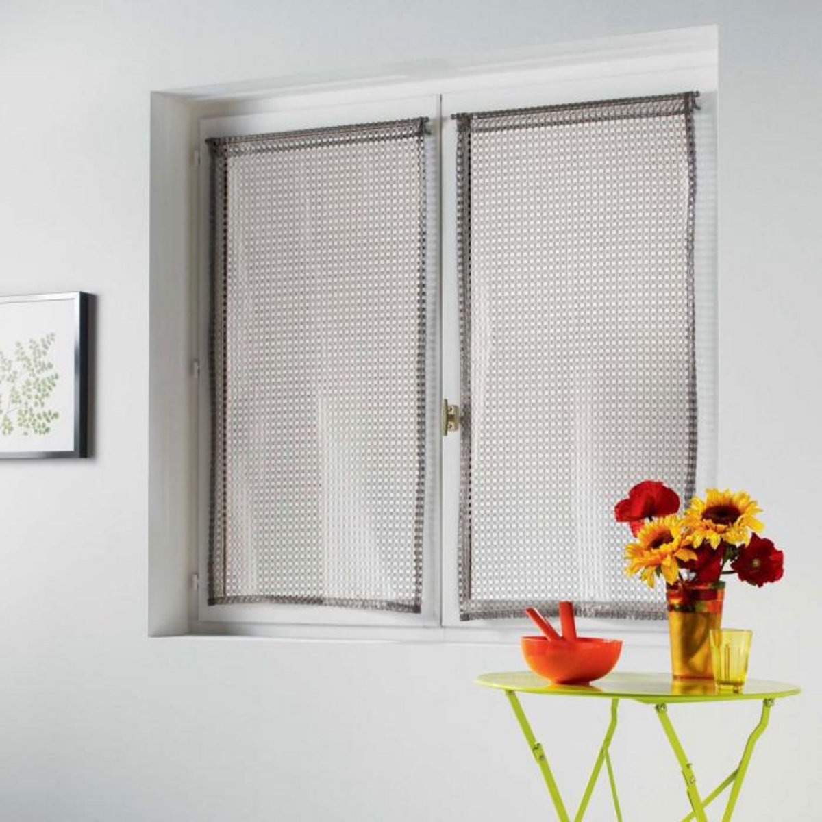 Paris Prix Paire de Voilages Maille  Cadria  60x120cm Taupe