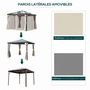 Voir la diapositive 5 : OUTSUNNY Tonnelle pavillon de jardin imperméable 4 parois latérales anti-UV 4 moustiquaires panneaux polycarbonate alu 3L x 3l x 2,6H m chocolat beige