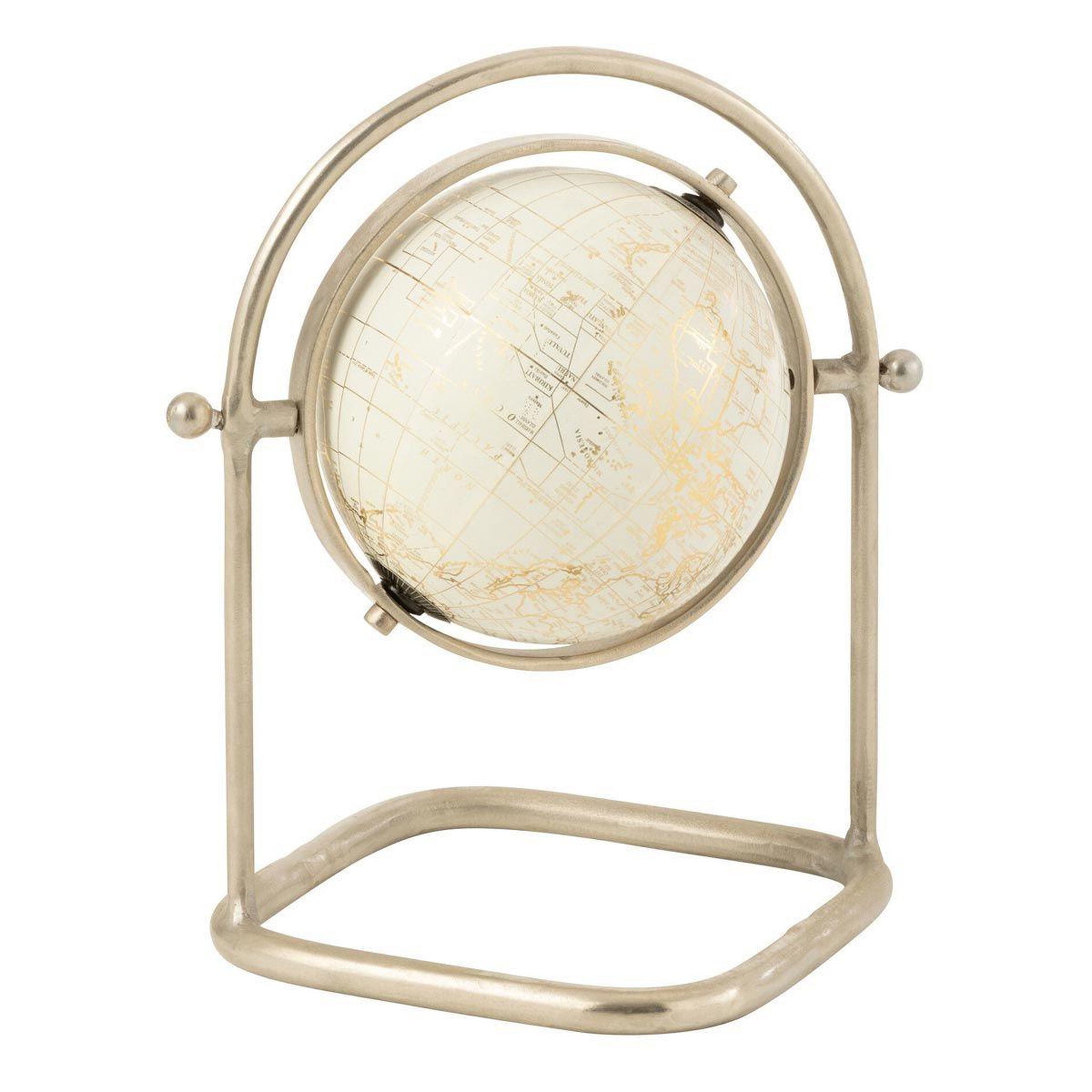Voir la diapositive 1 : J-LINE Mappemonde sur pied en métal  design  30cm argent