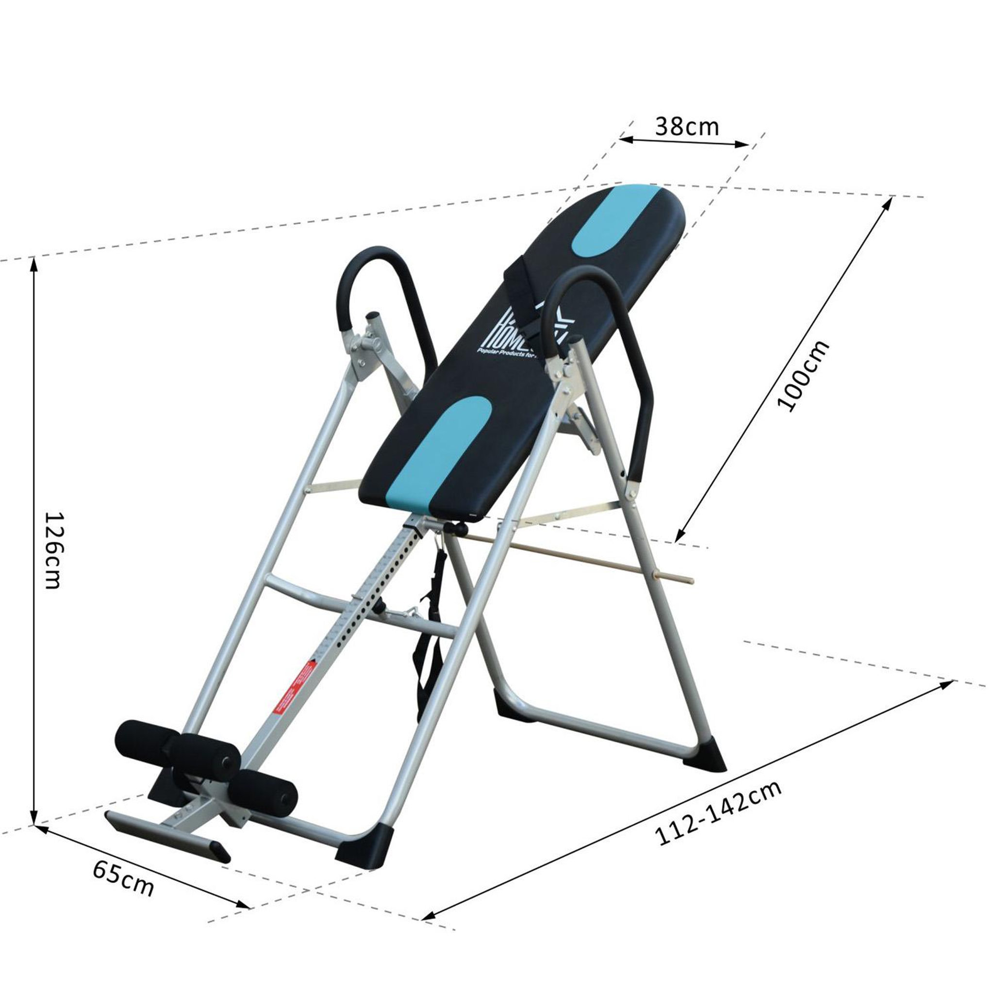 Voir la diapositive 3 : HOMCOM Table d'inversion de musculation pliable ceinture de sécurité réglable acier coloris argent noir