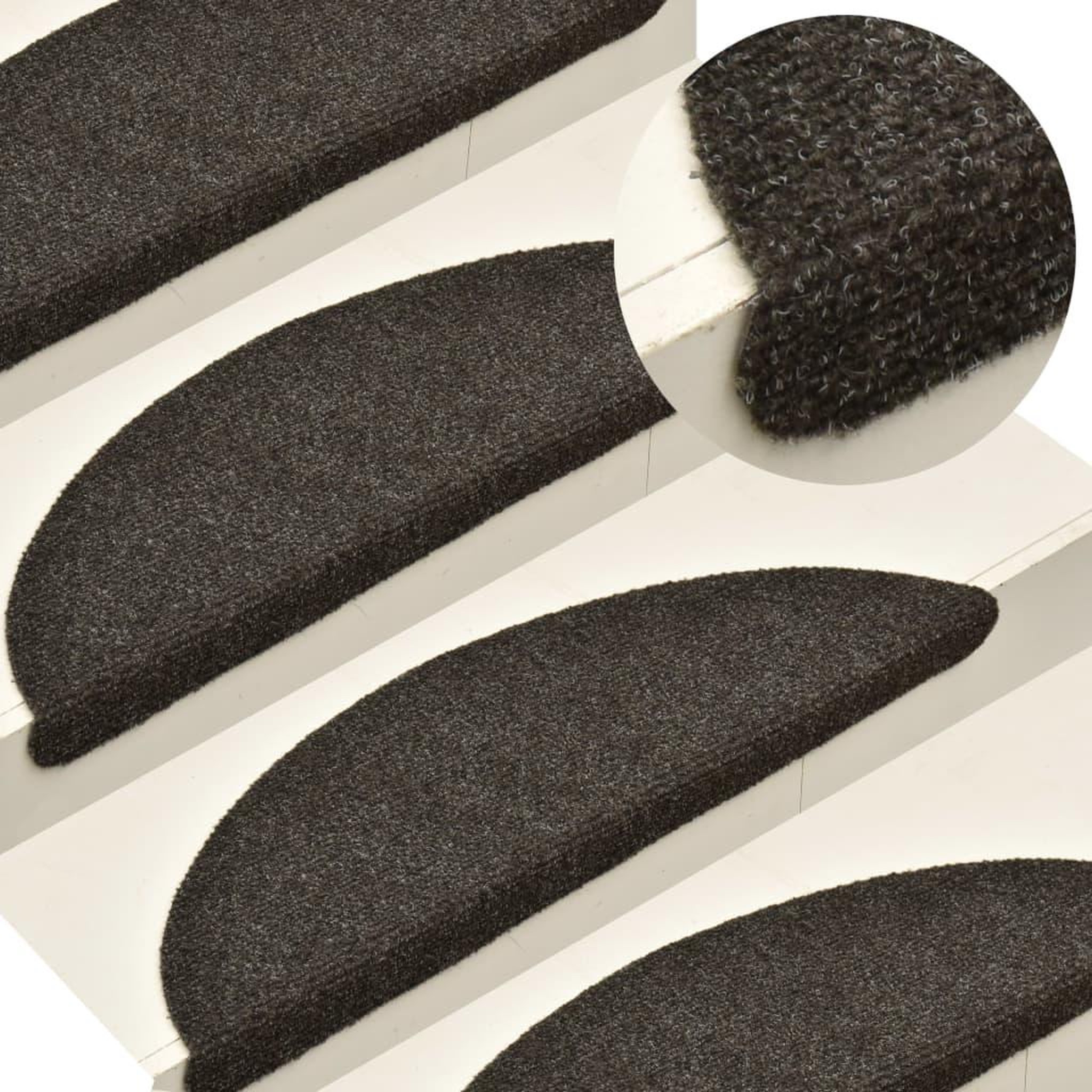 VIDAXL Tapis d'escalier autocollants 15 pcs anthracite 56x17x3 cm