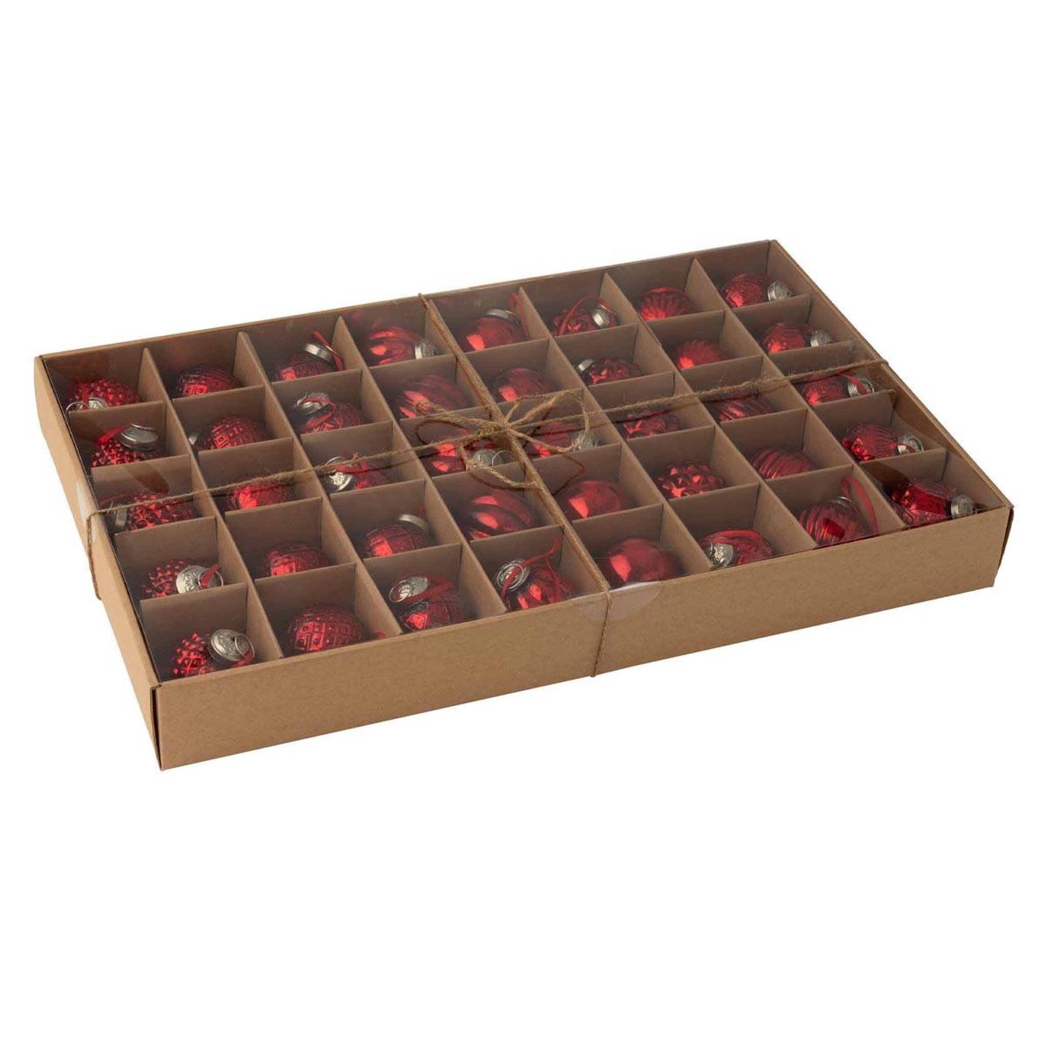 Voir la diapositive 2 : J-LINE Lot de 40 boules de noël  8 motifs  6cm rouge