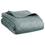 ATMOSPHERA Dessus de Lit & 2 Taies  Arabesque  240x260cm Bleu Minéral