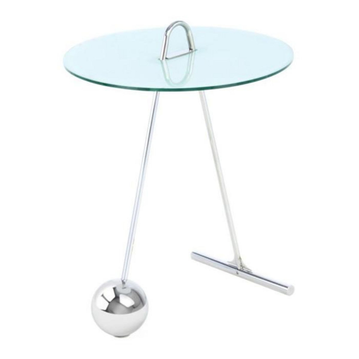 Paris Prix Table d'Appoint Design  Pendule  60cm Argent & Blanc
