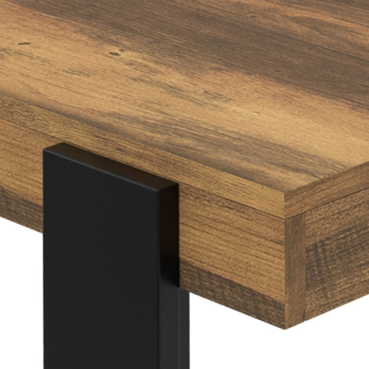 ID MARKET Table haute de bar PHOENIX bois foncé effet vieilli et noir 90 cm