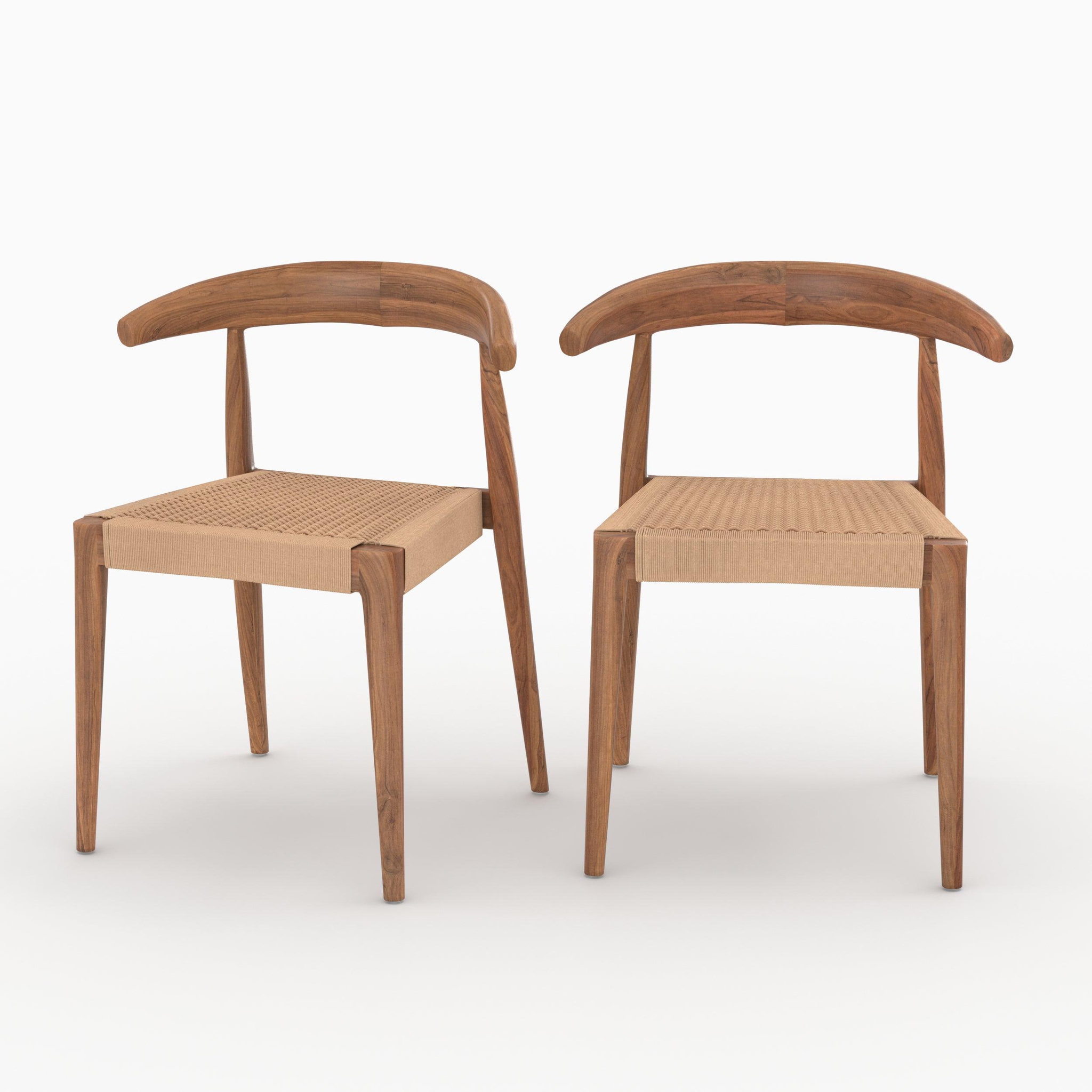MAISON PAVANE Lot de 2 chaises en bois de teck et cordage type loom-alia