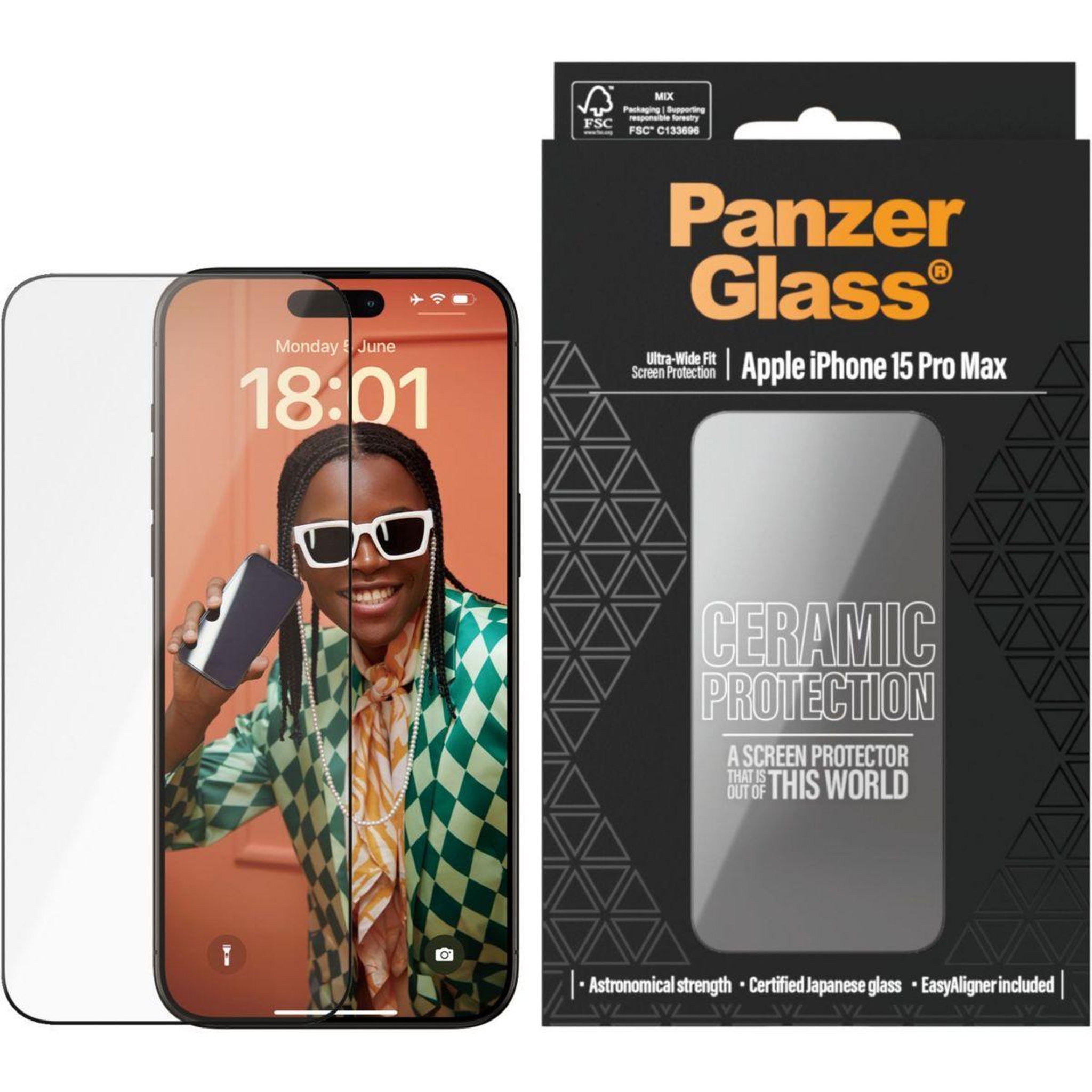 Voir la diapositive 2 : PANZERGLASS Protège écran iphone 15 pro max verre trempé ceramic