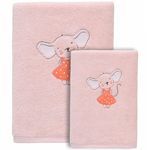 Sensei Maison Ensemble enfant 1 serviette de toilette + 1 drap de bain MOUSE TITINE. Coloris disponibles : Rose
