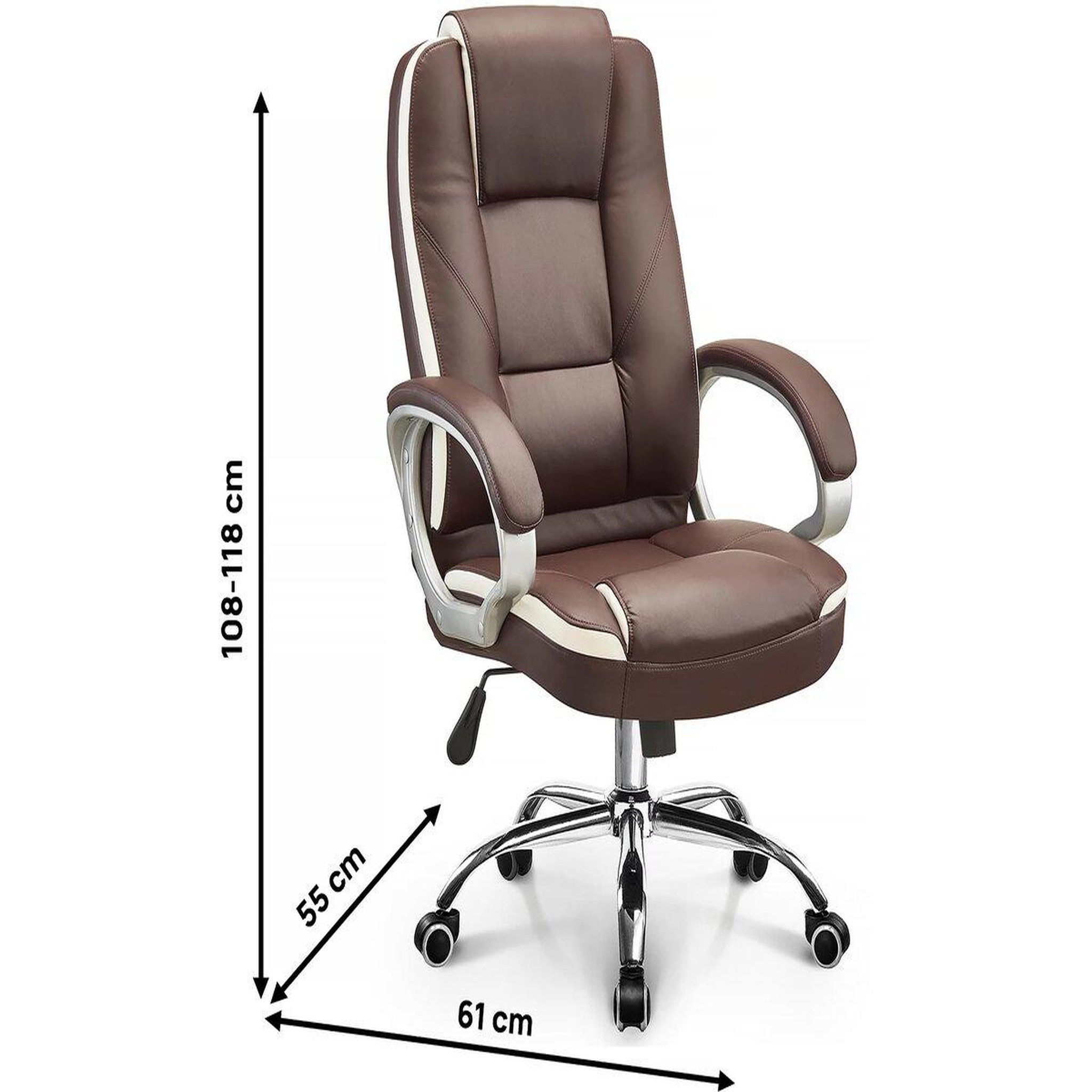 Voir la diapositive 3 : Habitat et Jardin Fauteuil de bureau en simili avec repose pieds  Maissa  - Marron