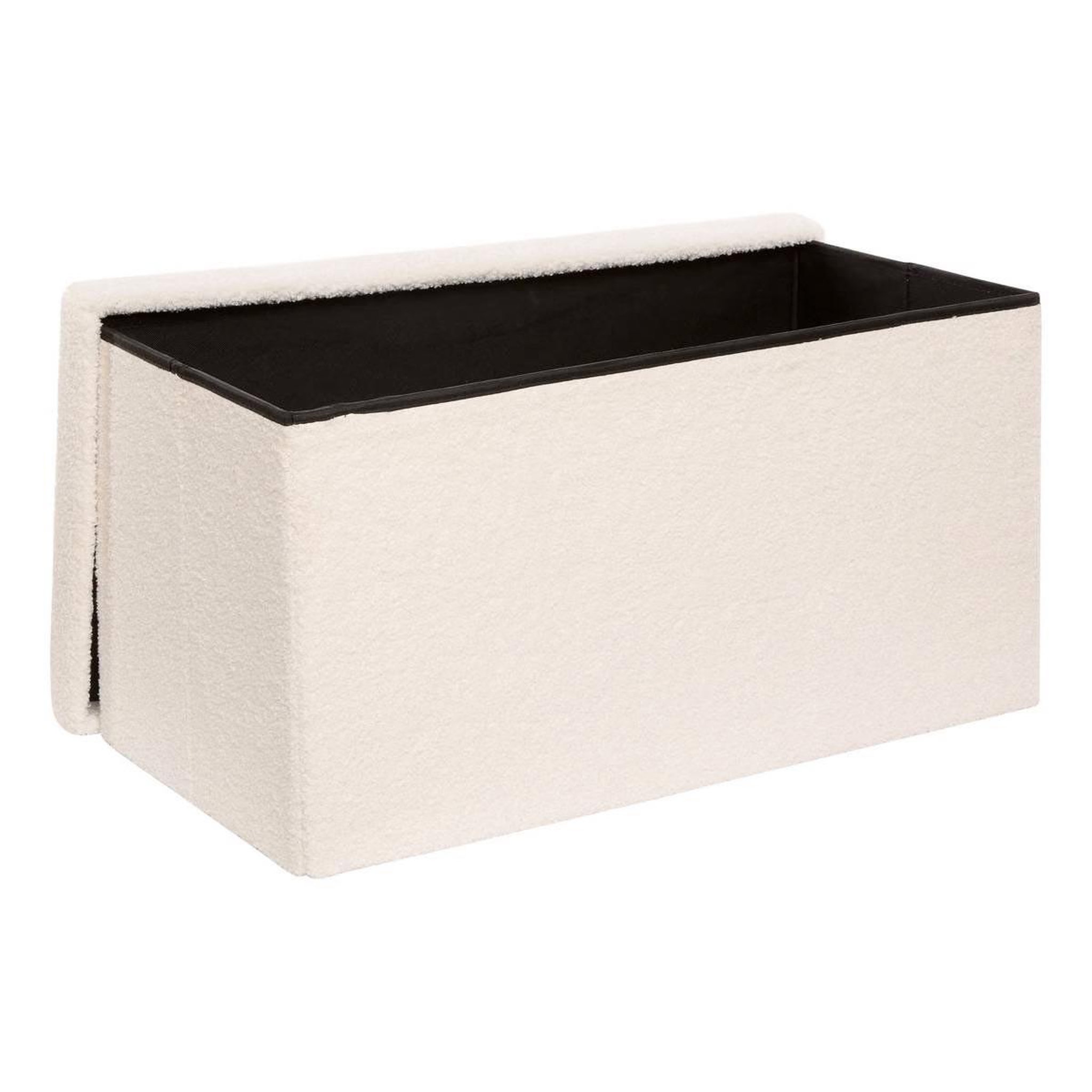Voir la diapositive 2 : ATMOSPHERA Pouf coffre double bouclette  jaiko  76cm blanc