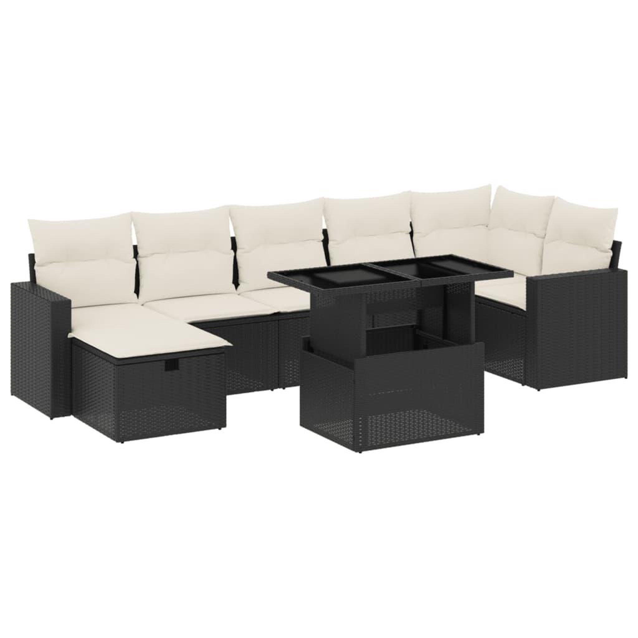 Voir la diapositive 2 : VIDAXL Salon de jardin 8 pcs avec coussins noir resine tressee