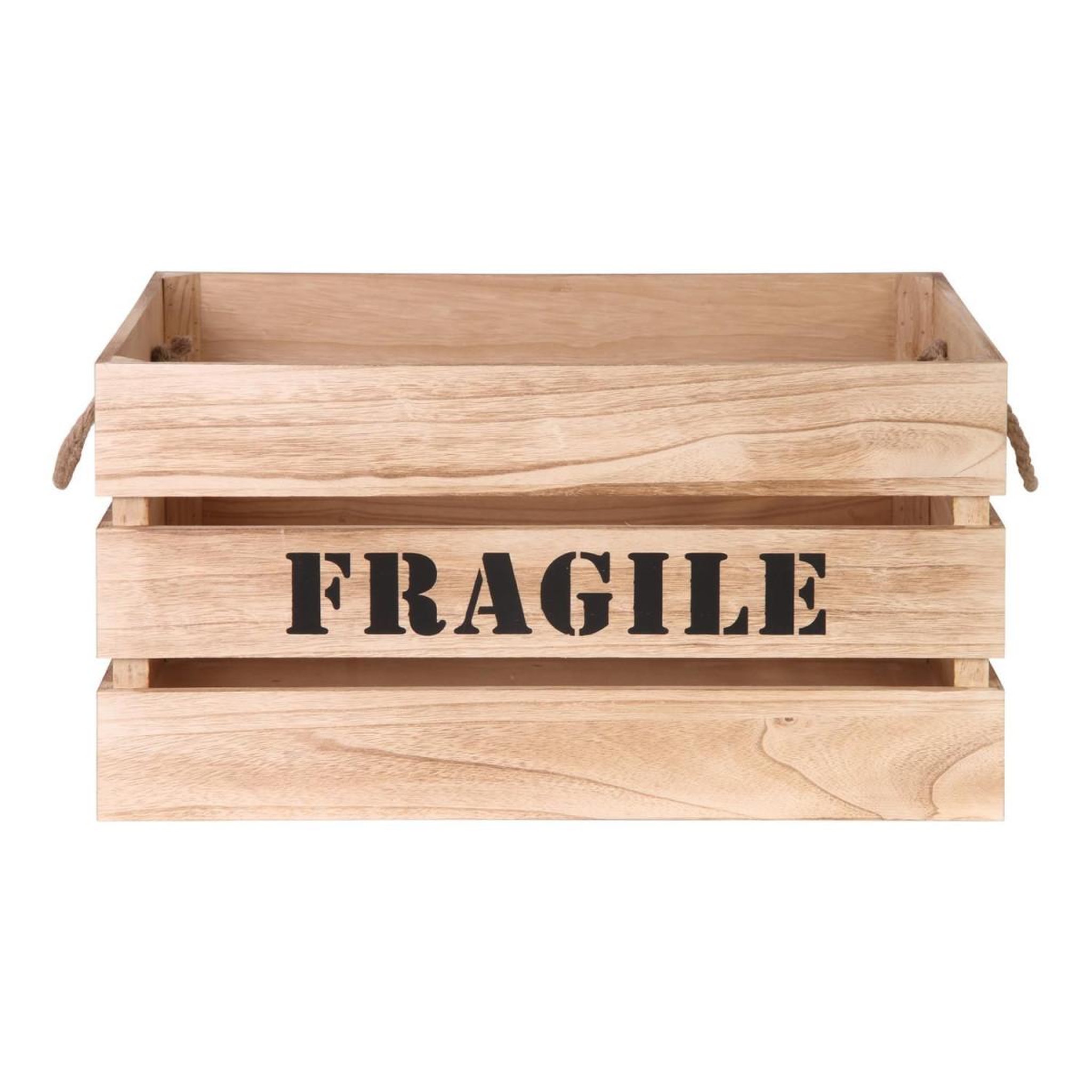 Voir la diapositive 2 : The Home Deco Factory Lot de 2 cagettes déco  fragile  54cm naturel