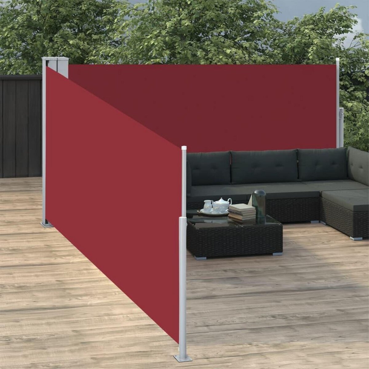 VIDAXL Auvent lateral retractable Rouge 120 x 1000 cm