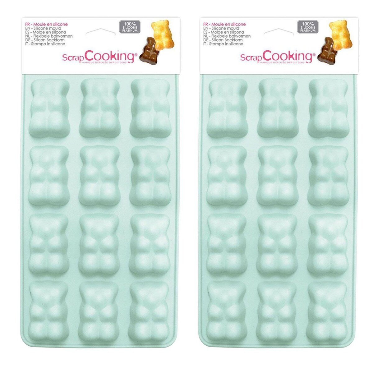 SCRAPCOOKING 2 moules en silicone oursons guimauve-chocolat