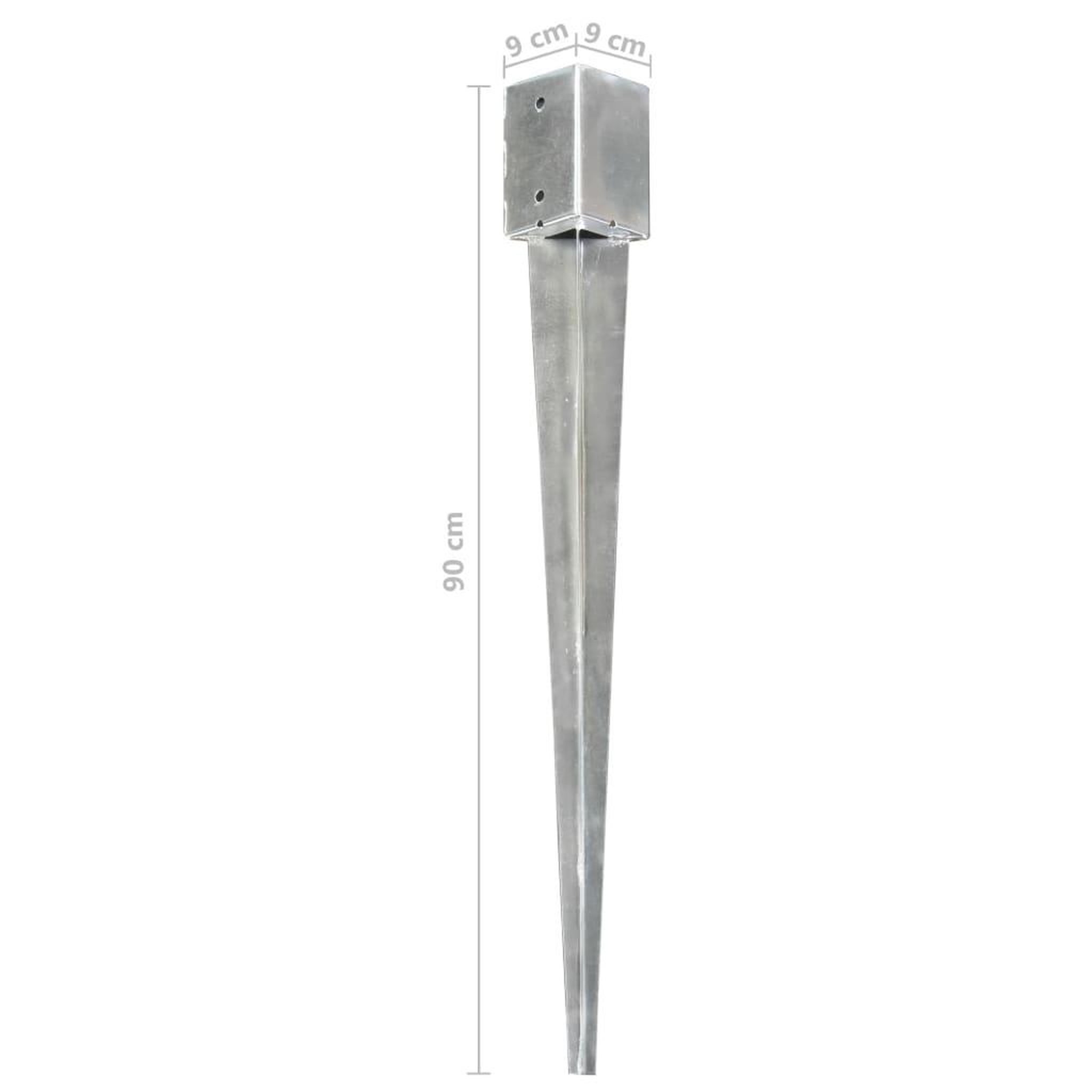 Voir la diapositive 6 : VIDAXL Piquets au sol 12 pcs Argente 9x9x90 cm Acier galvanise