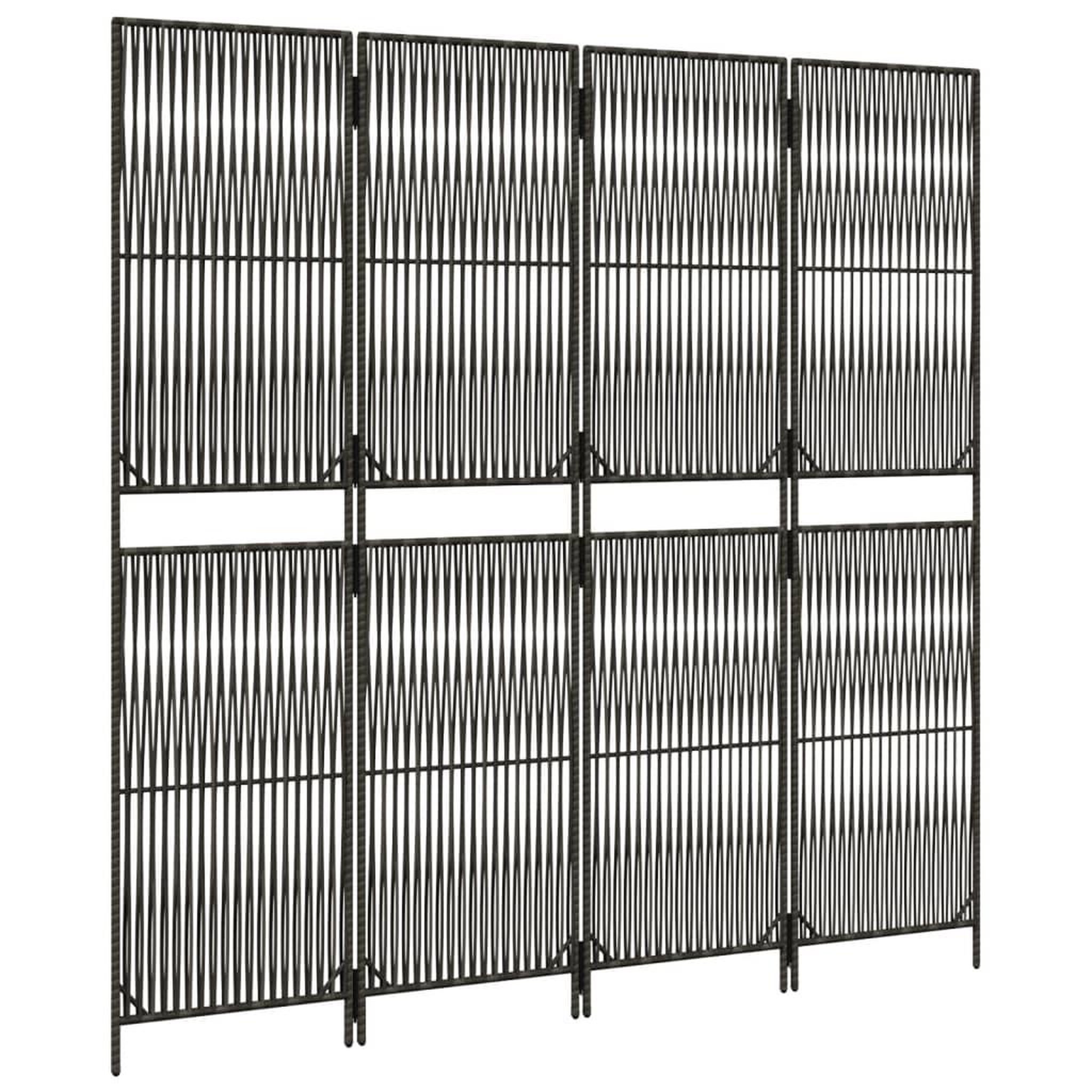 Voir la diapositive 4 : VIDAXL Cloison de separation 4 panneaux gris resine tressee