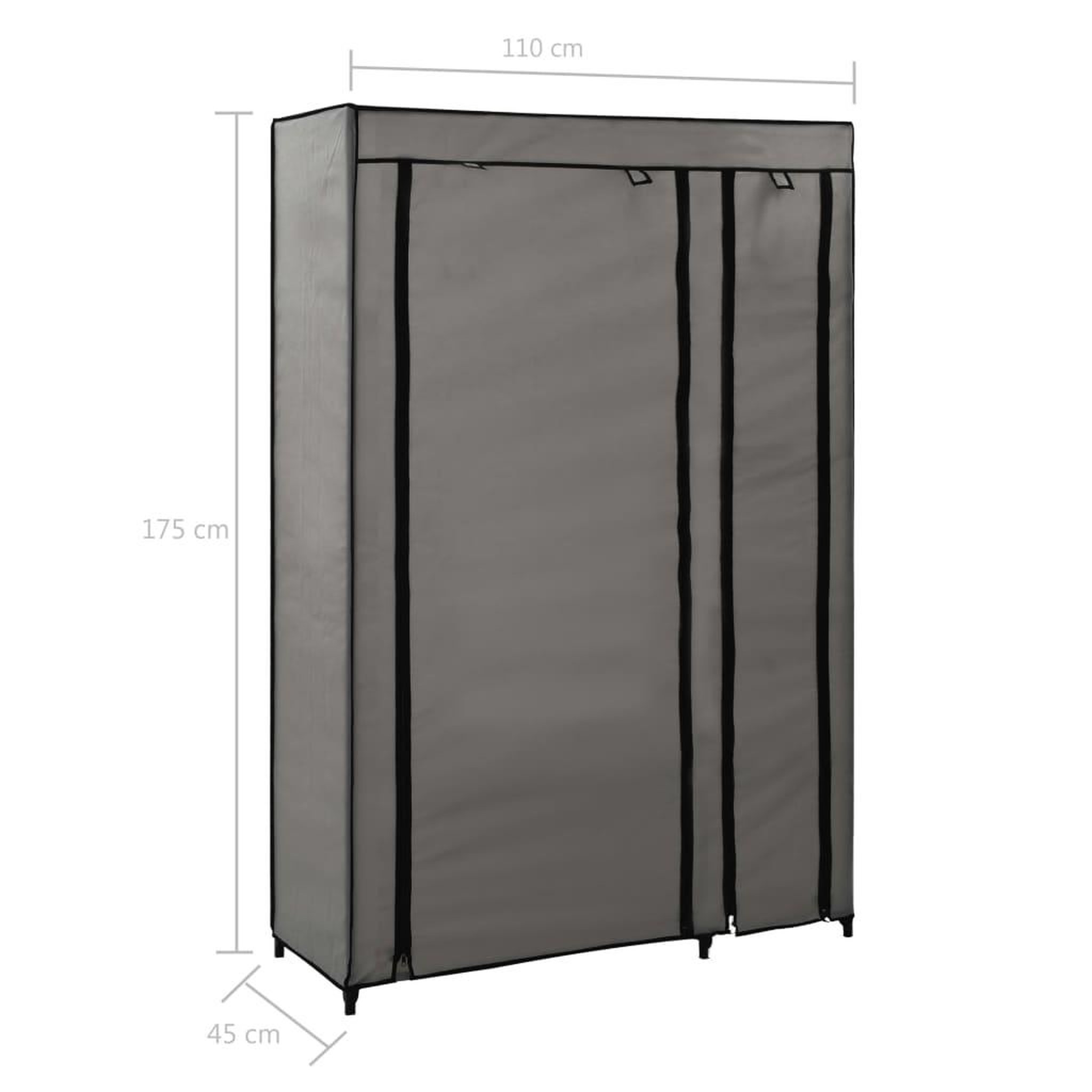 Voir la diapositive 6 : VIDAXL Garde-robes pliables 2 pcs Gris 110x45x175 cm Tissu