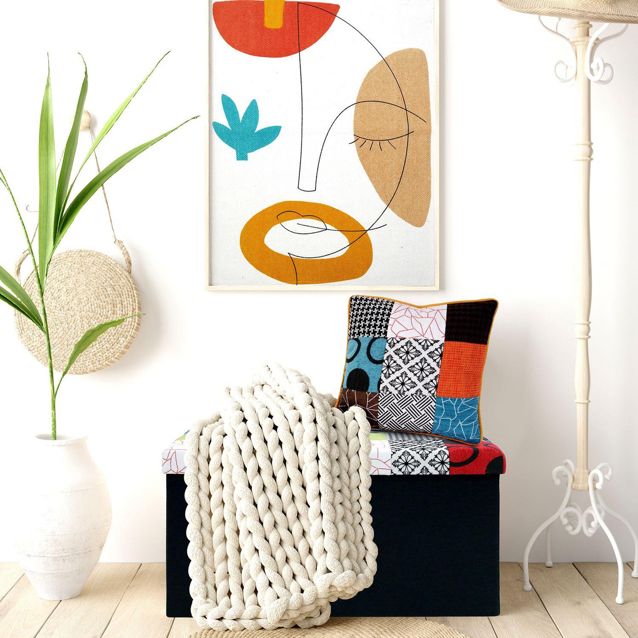 Voir la diapositive 2 : The Home Deco Factory Coussin carré déhoussable - 40x40cm - multicouleur
