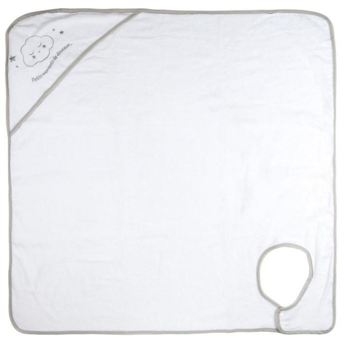 Paris Prix Cape de Bain Bébé  Attache Cou  70x70cm Blanc
