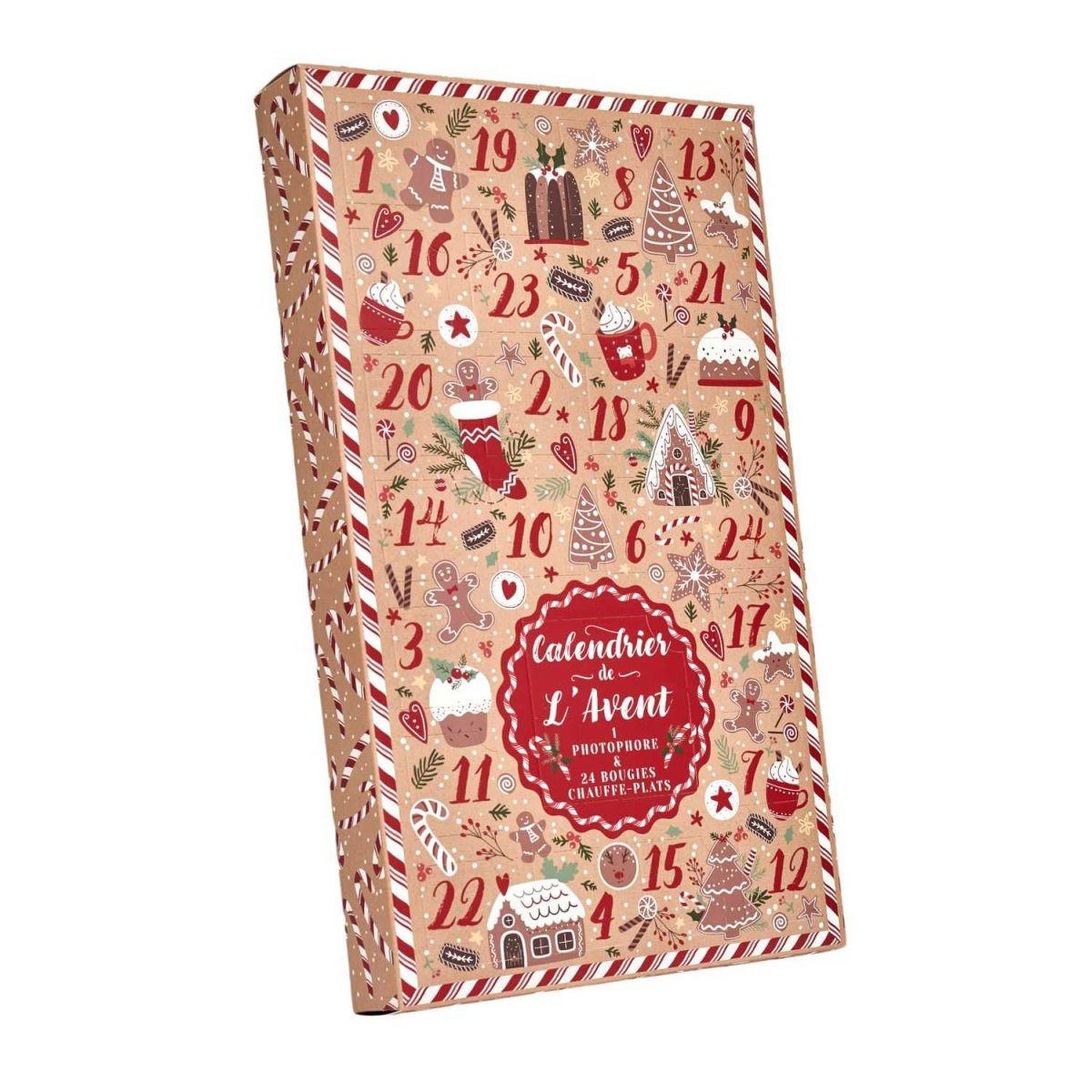 The Home Deco Factory Calendrier de l'avent bougies & photophore  ginger  37cm marron