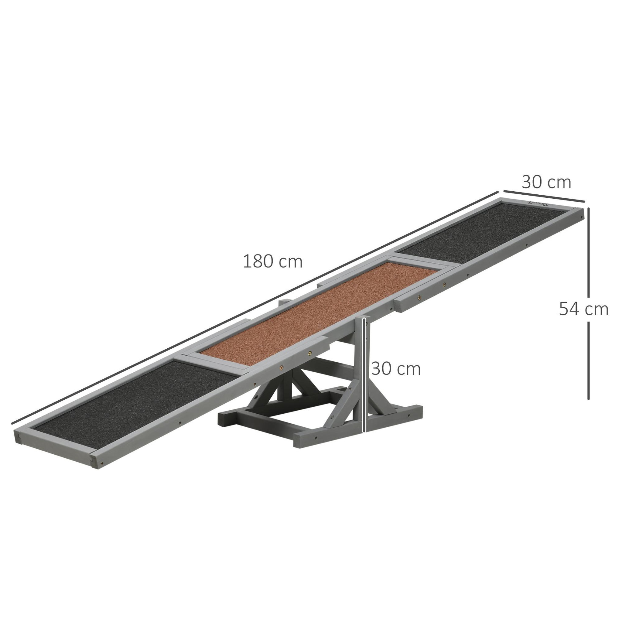 Voir la diapositive 3 : PAWHUT Agility sport pour chien bascule - bascule pour chien - équipement entrainement chien - bois sapin pré-huilé feutre bitumé antidérapant brique gris