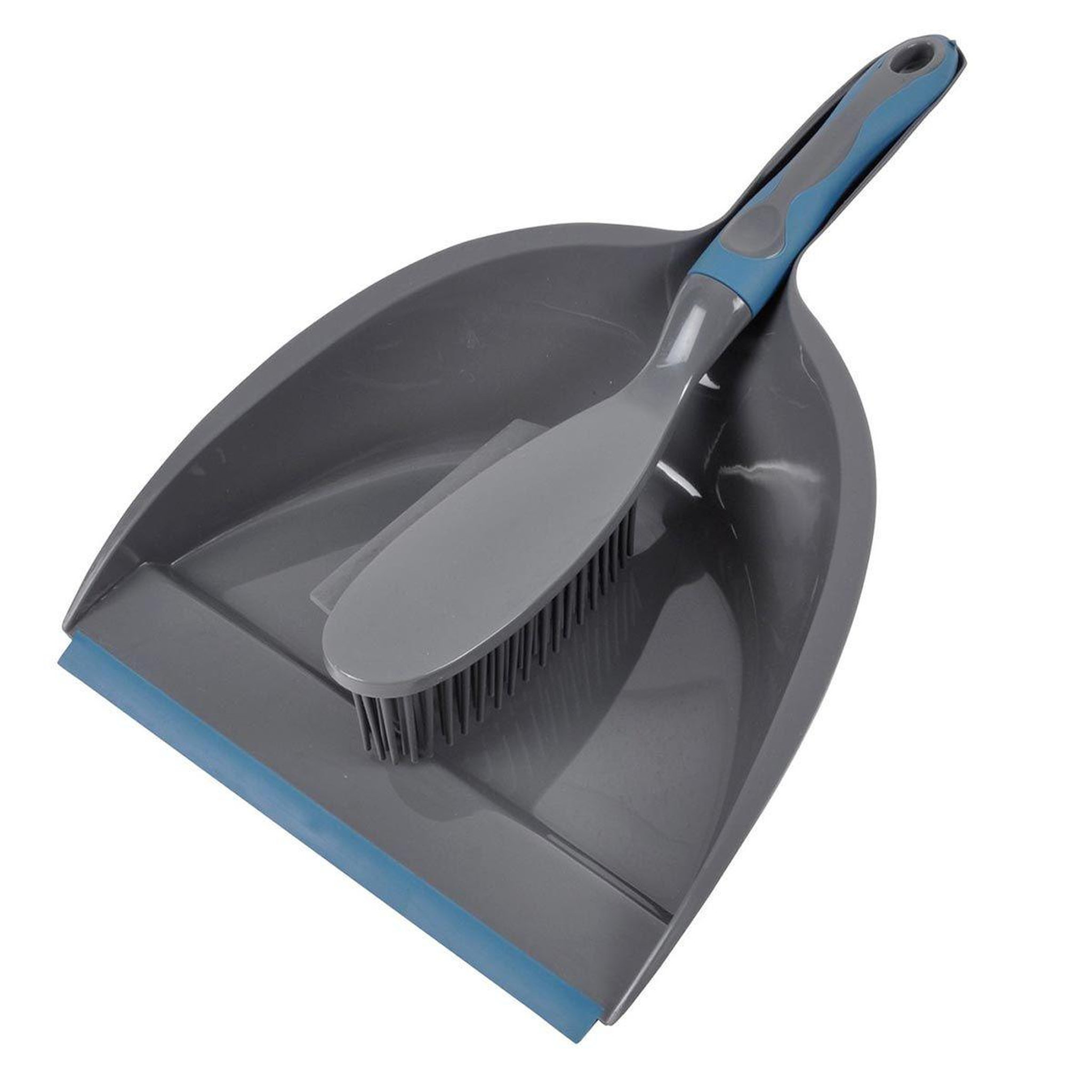 HOMEA Pelle & balayette  raclette poils  anthracite & bleu paon