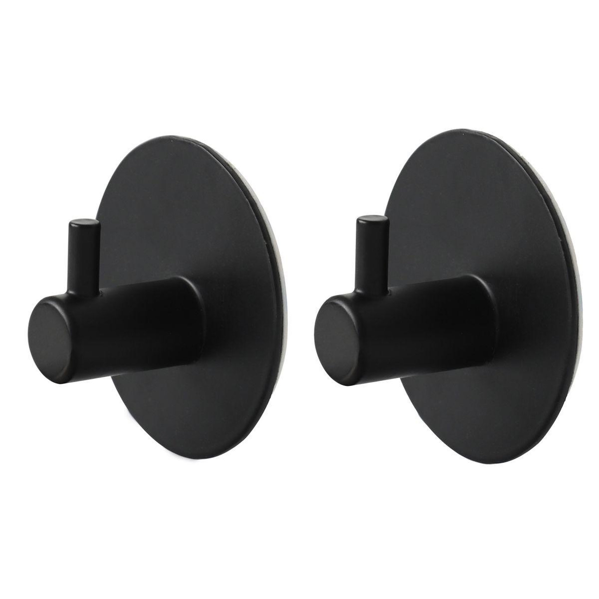 Voir la diapositive 2 : Douceur d'Intérieur Lot de 2 patères adhésives rondes  fixeo  5cm noir