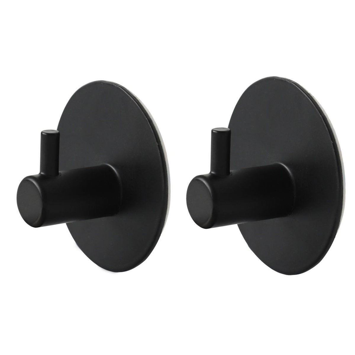 Paris Prix Lot de 2 Patères Adhésives Rondes  Fixeo  5cm Noir