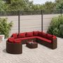 Voir la diapositive 1 : VIDAXL Salon de jardin 10 pcs avec coussins marron resine tressee