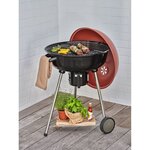 GARDENSTAR Barbecue charbon de bois rond kettle en acier emaillé 63x98.5x2.5 cm - Grill D55 cm - couvercle couleur - cendrier