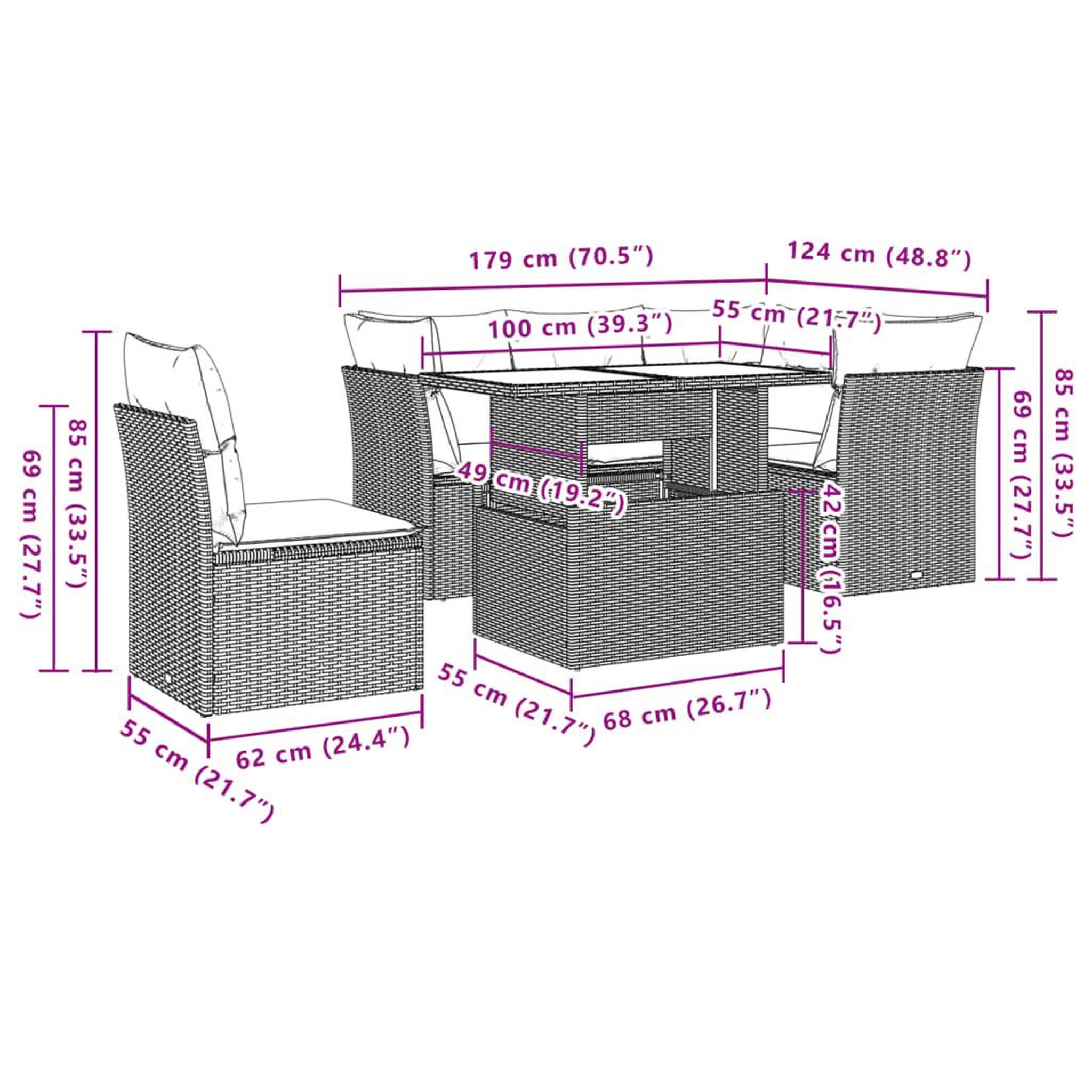 Voir la diapositive 6 : VIDAXL Salon de jardin 6 pcs avec coussins noir resine tressee