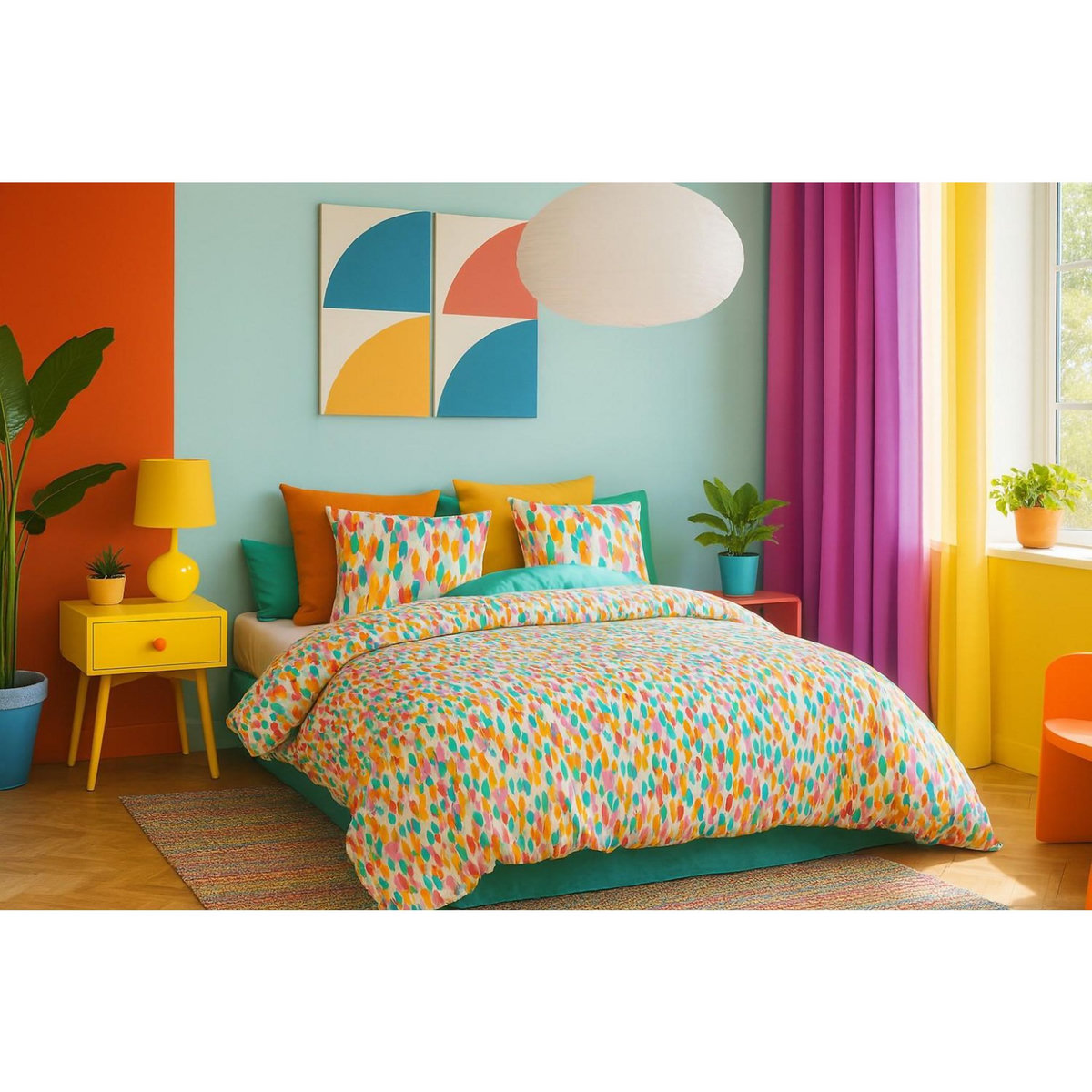 Les Ateliers du Linge Parure housse de couette 100% coton poppy