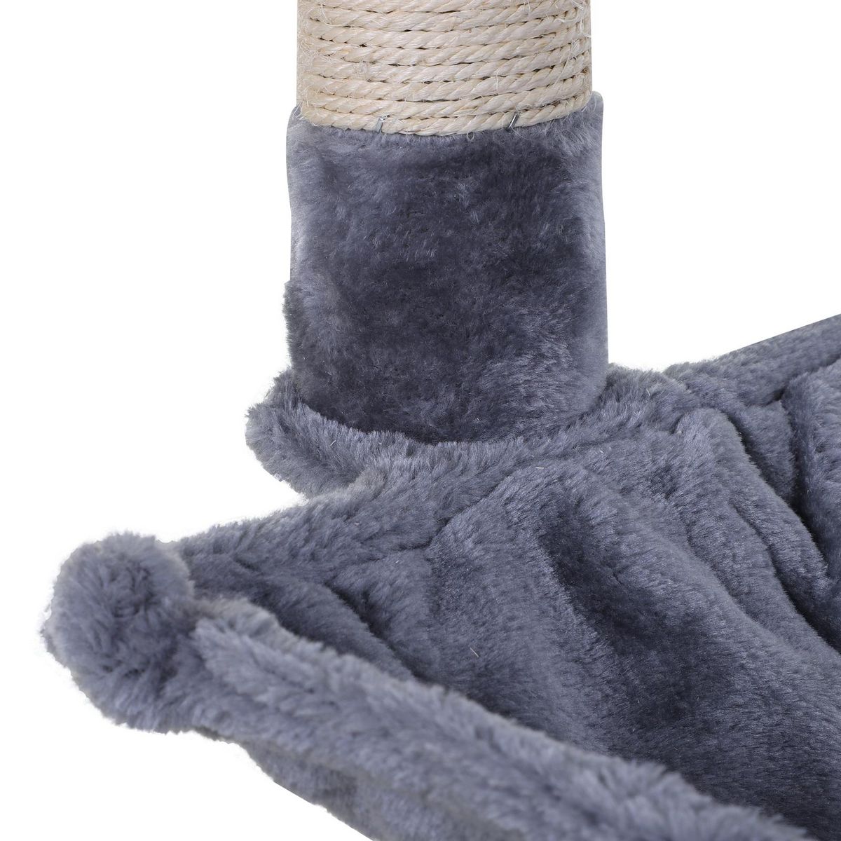 PAWHUT Arbre à chat 3 griffoirs grattoirs sisal naturel plateforme hamac et boule suspendue dim. 50L x 36l x 70H cm peluche haute densité 220 g/m² gris