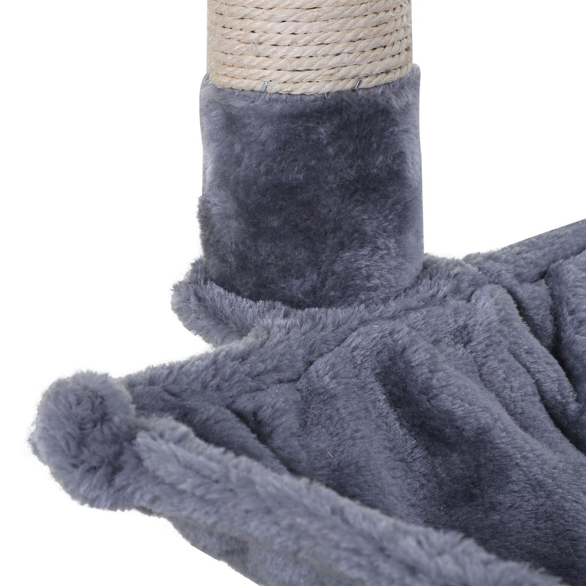PAWHUT Arbre à chat 3 griffoirs grattoirs sisal naturel plateforme hamac et boule suspendue dim. 50L x 36l x 70H cm peluche haute densité 220 g/m² gris