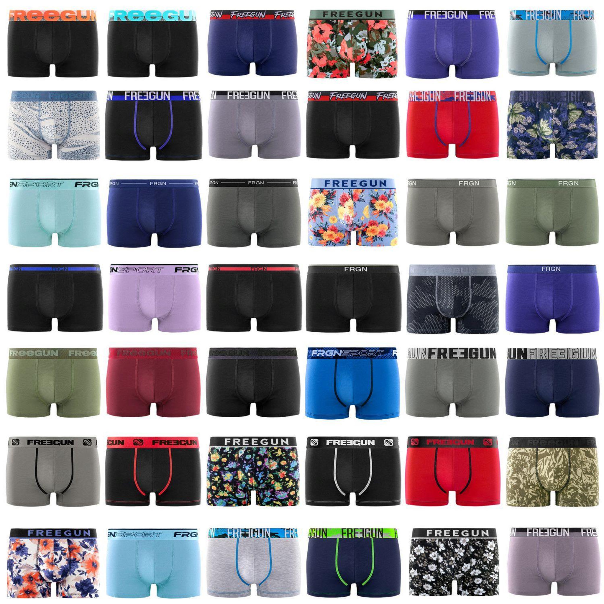 FREEGUN Pack Surprise de 5 Boxers homme en coton. Coloris disponibles : Noir