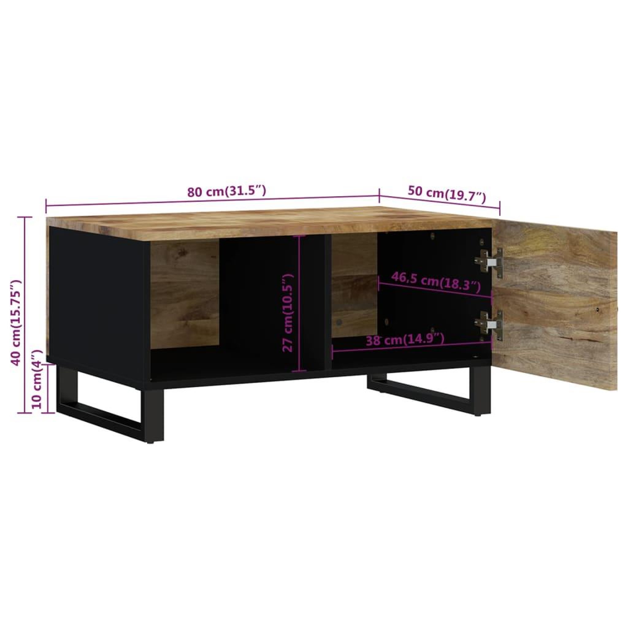 Voir la diapositive 6 : VIDAXL Table basse 80x50x40 cm Bois de manguier solide et d'ingenierie