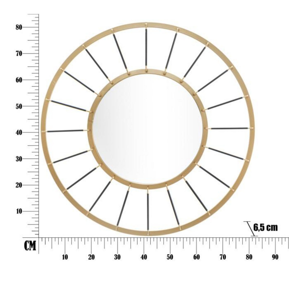 Paris Prix Miroir Mural Déco  Blake  81cm Or & Noir
