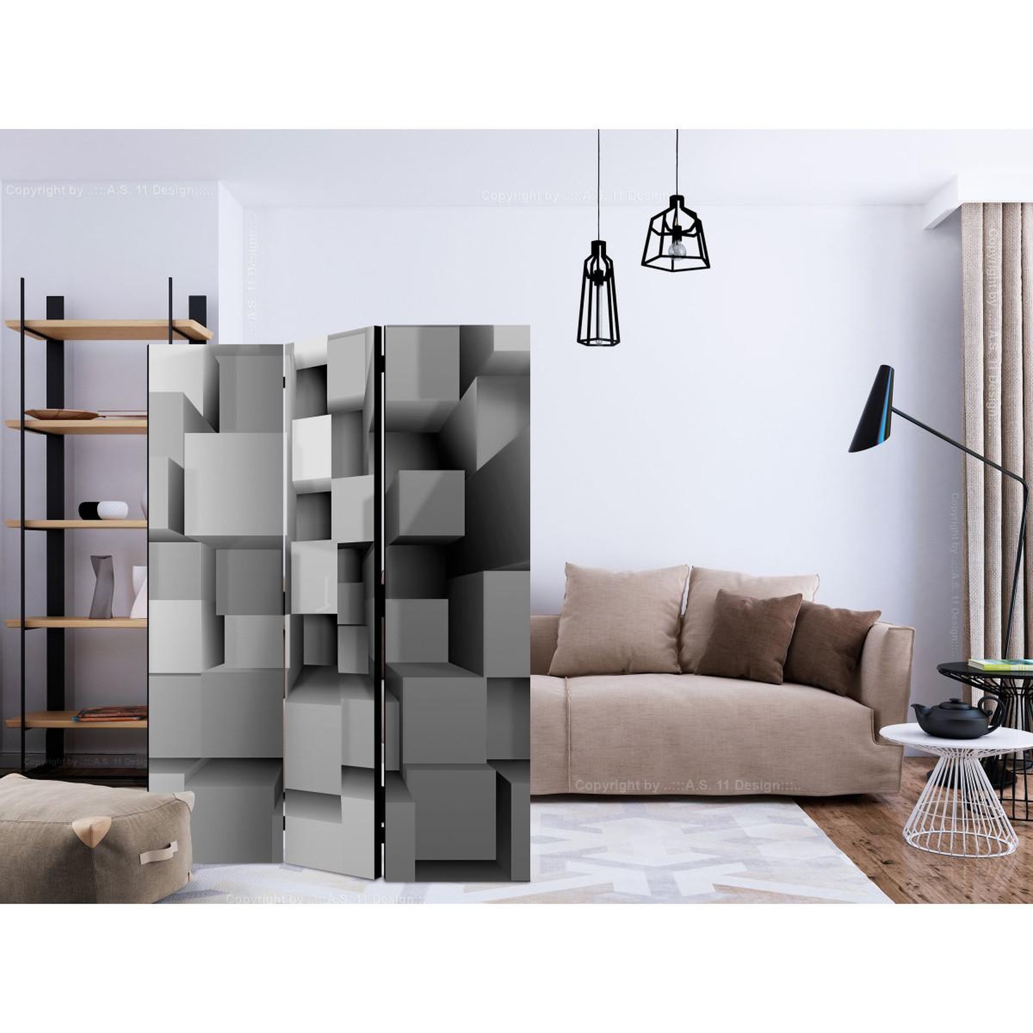 Voir la diapositive 2 : Paris Prix Paravent 3 volets  mechanical symmetry  135x172cm