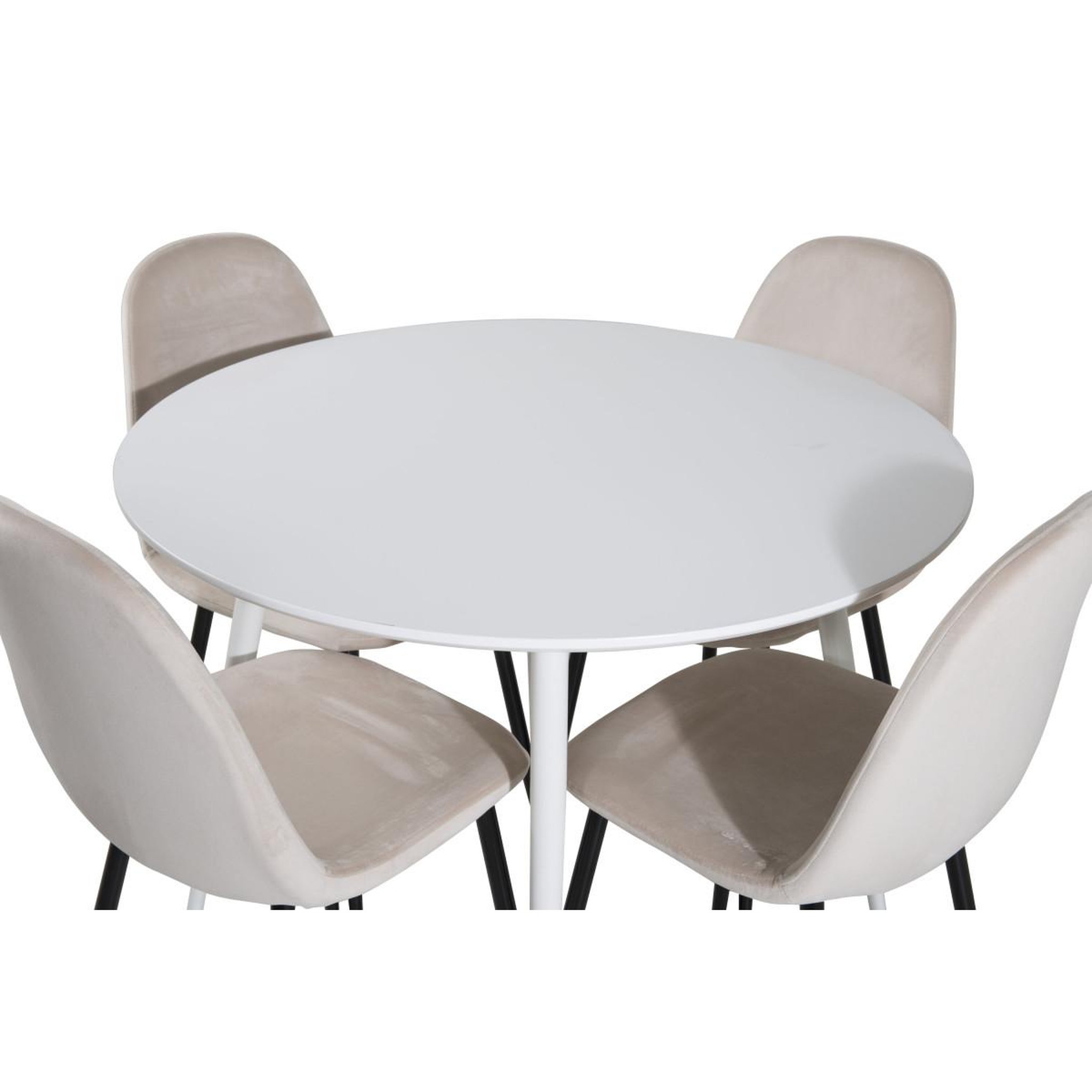Voir la diapositive 3 : Paris Prix Ensemble table à manger & 4 chaises  plaza & polar i  100cm blanc & beige