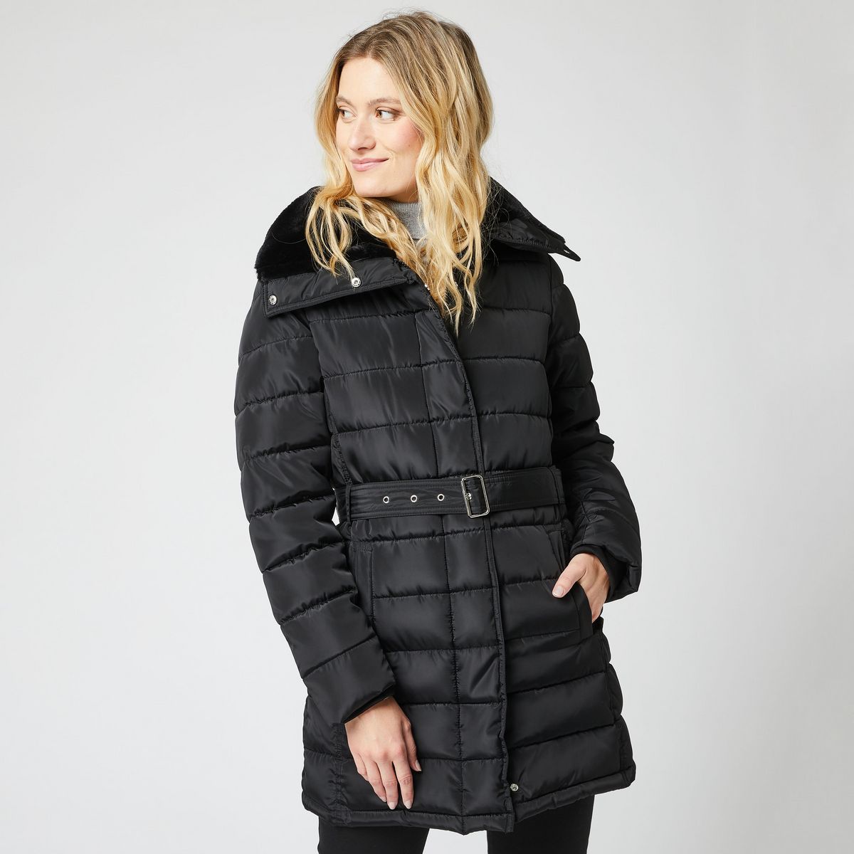 INEXTENSO Doudoune mi longue noire femme