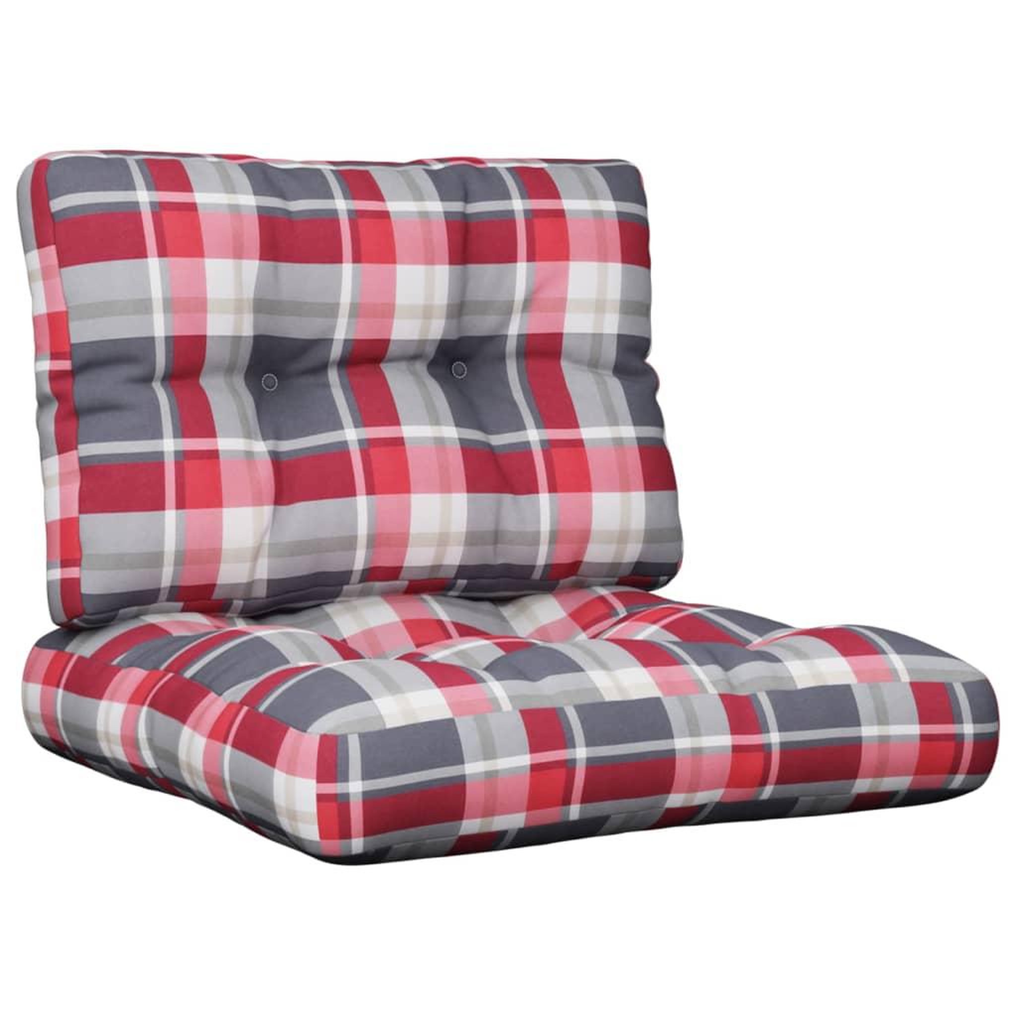 Voir la diapositive 2 : VIDAXL Coussins de palette lot de 2 motif a carreaux rouge tissu