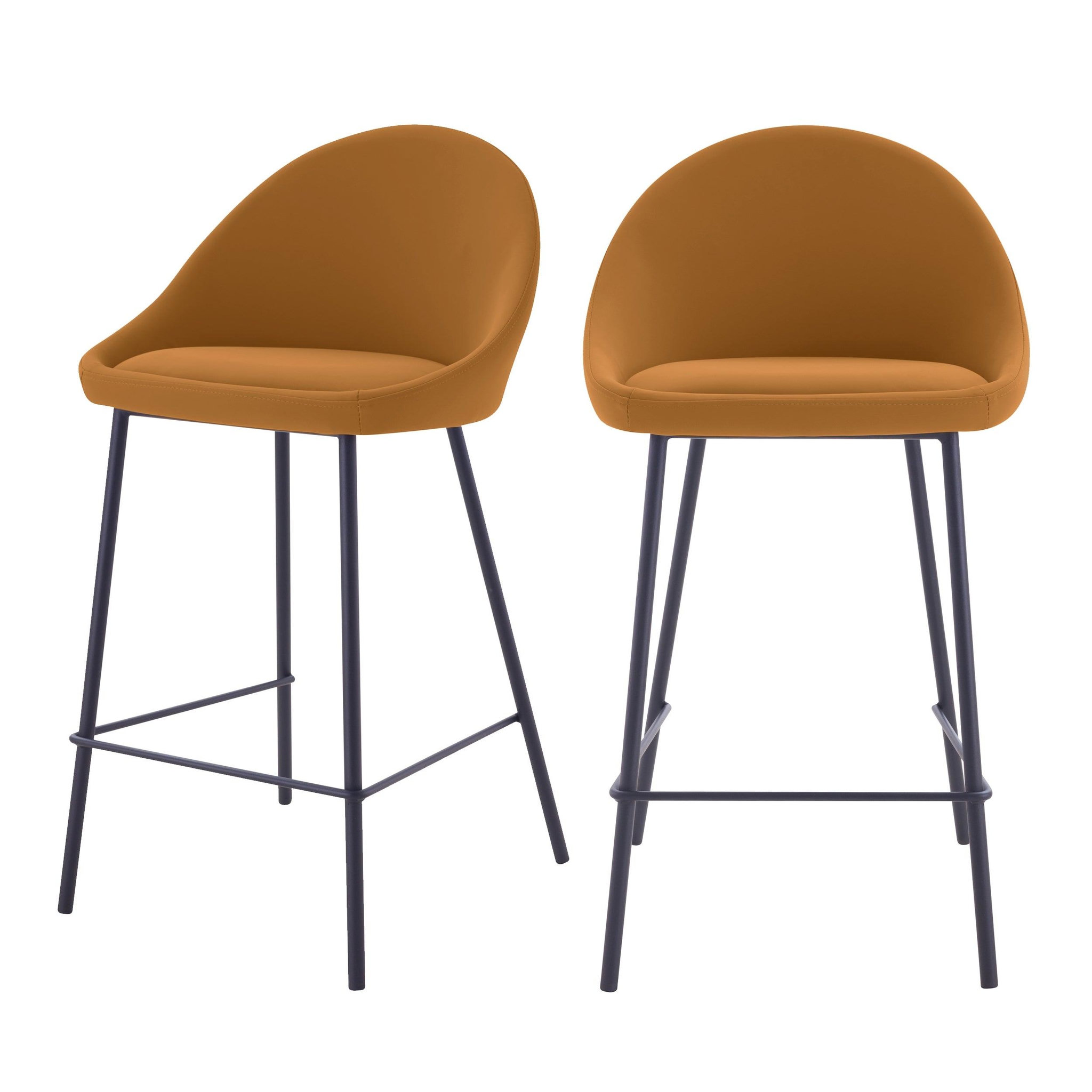 MAISON PAVANE Lot de 2 chaises pour îlot central 65 cm en pu cannelle-misty