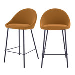 Rendez vous déco Lot de 2 chaises pour îlot central 65 cm en cuir synthétique cannelle-Misty