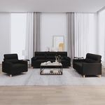 VIDAXL Ensemble de canapes 3 pcs avec coussins noir tissu