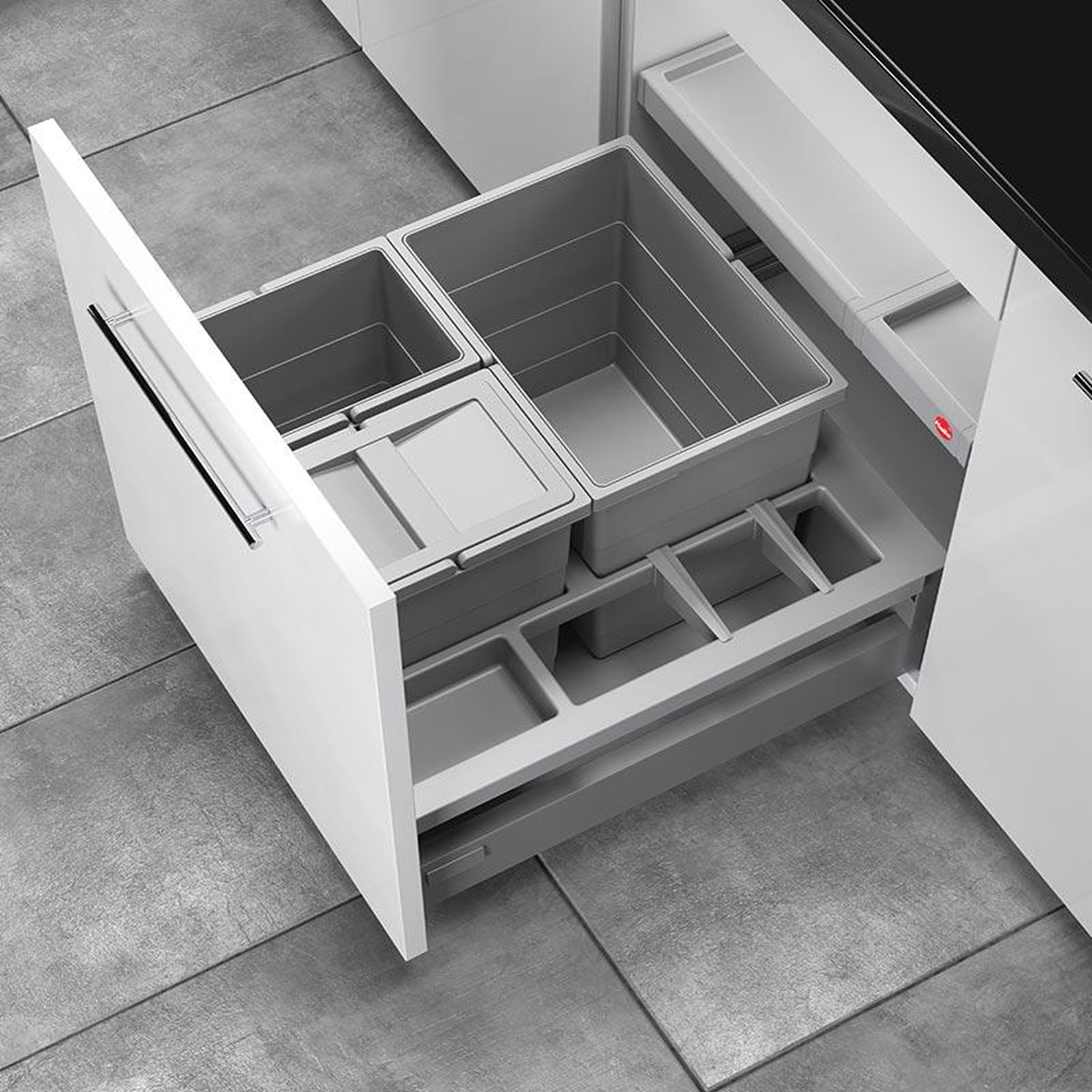 Voir la diapositive 2 : HAILO Poubelle de cuisine encastrable pour meuble coulissant 34l hailo separato k 500