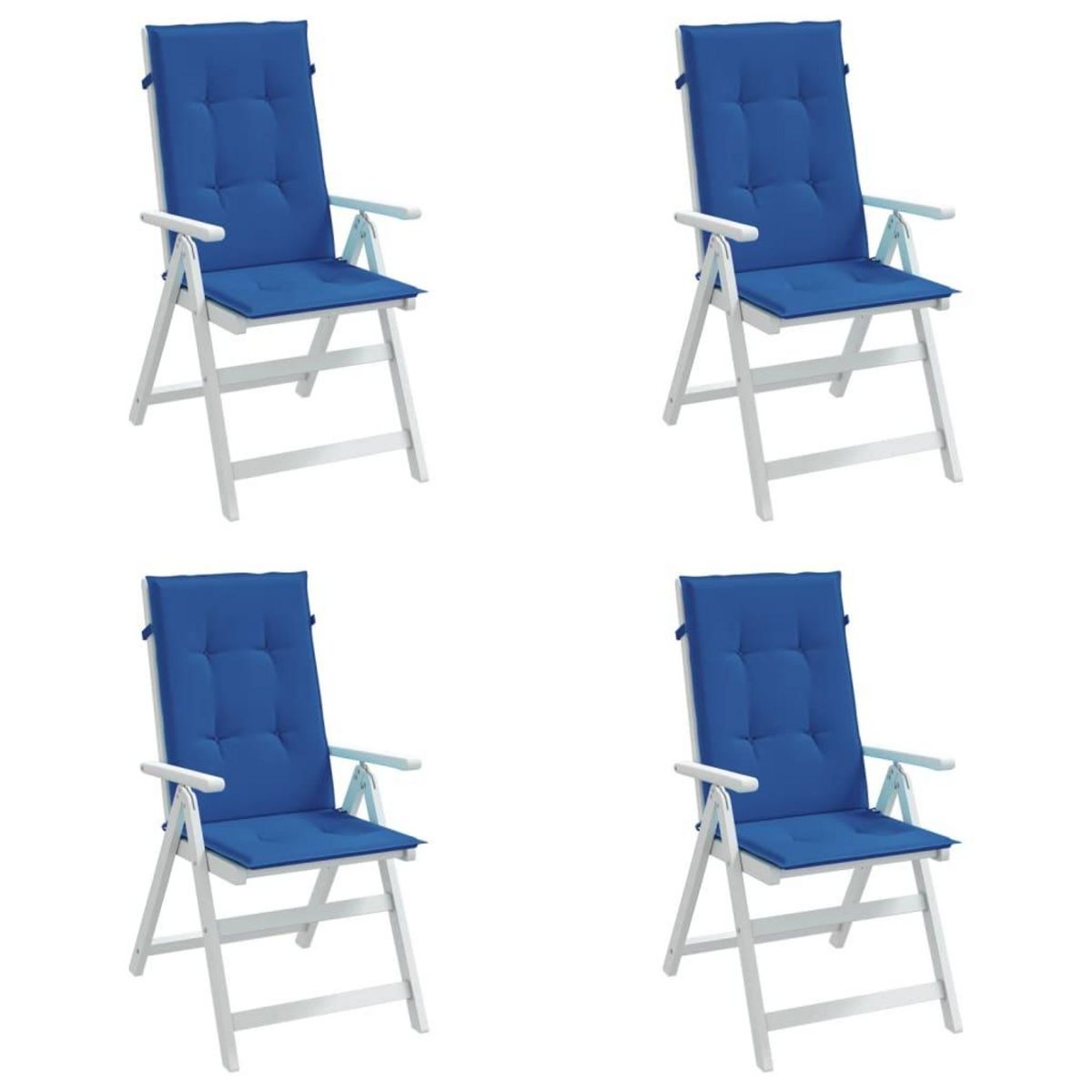 VIDAXL Coussins de chaise de jardin a dossier haut lot de 4 bleu royal
