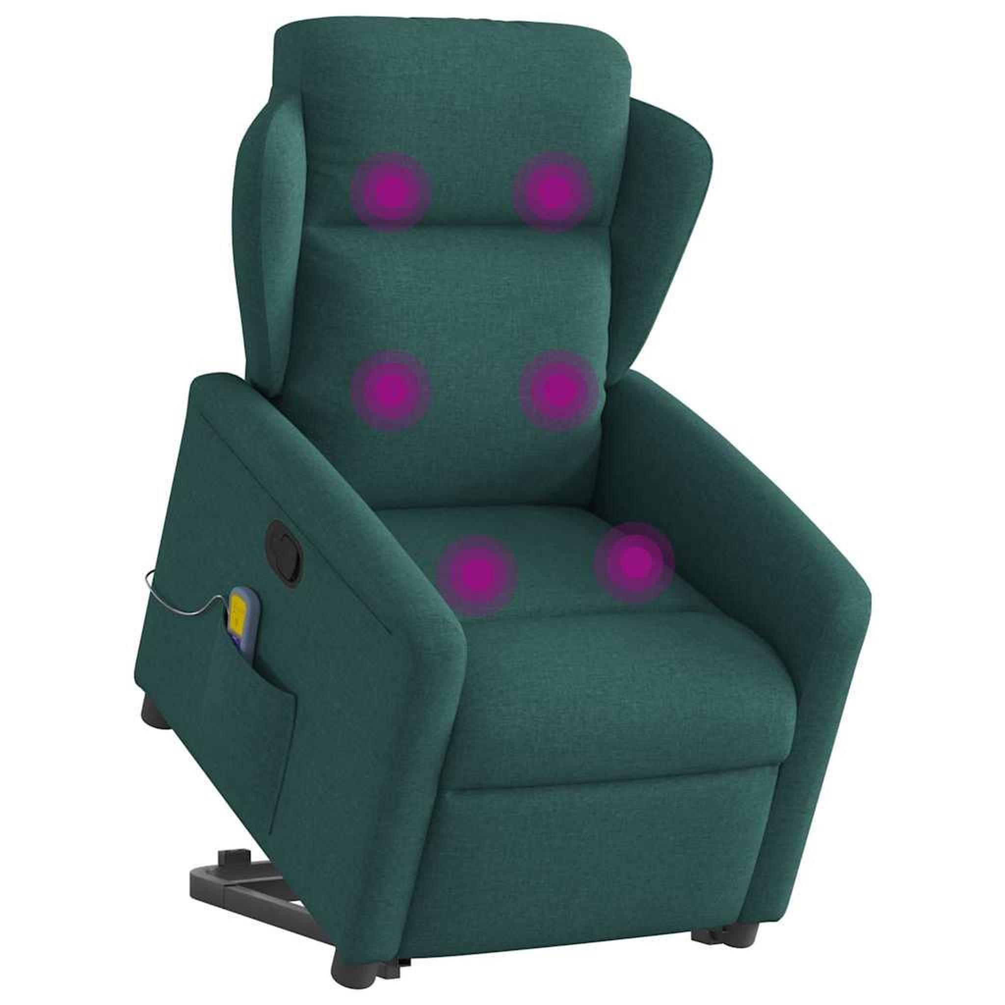 Voir la diapositive 3 : VIDAXL Fauteuil inclinable de massage Vert fonce Tissu