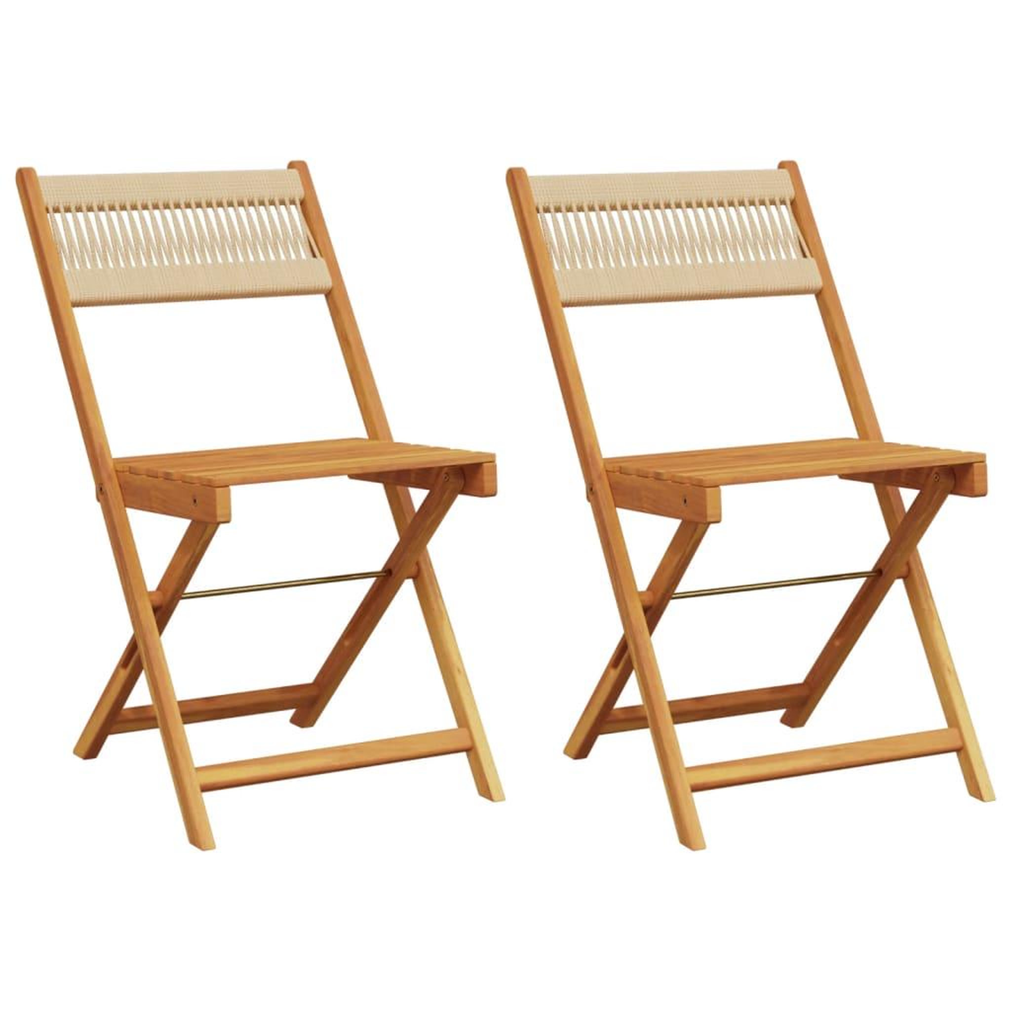 Voir la diapositive 2 : VIDAXL Chaises de bistrot lot de 2 beige bois d'acacia et corde