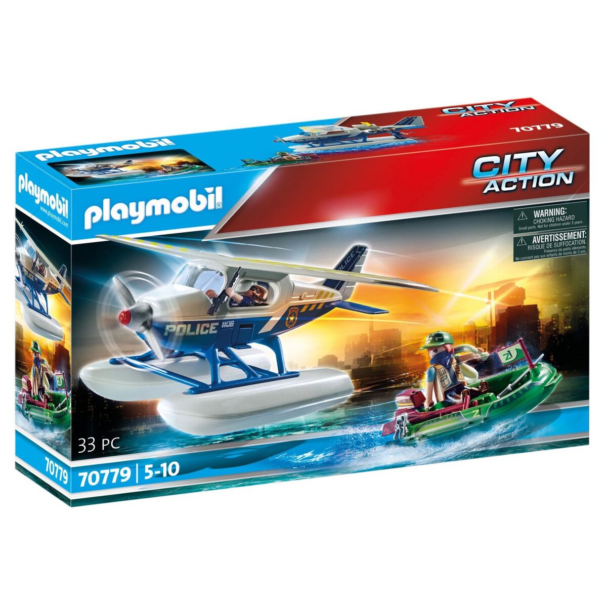 PLAYMOBIL 70779 - City Action Hydravion de la police et canoé 
